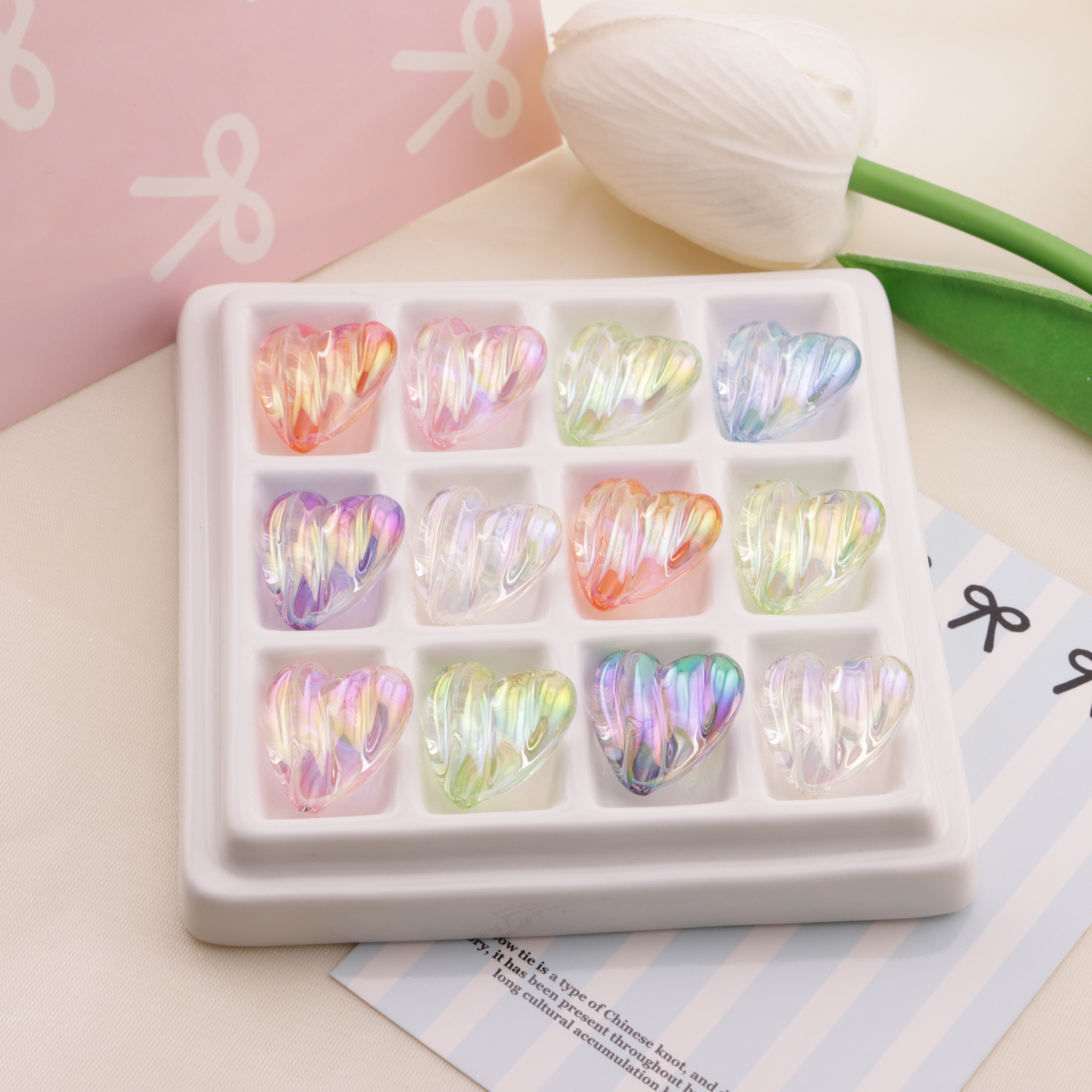 FS6560- 20*19mm Wavy Love Heart Beads Bo Lang Xian Ai Xin Zhu Fit For Pen Guo Bi Zoe's DIY Shop