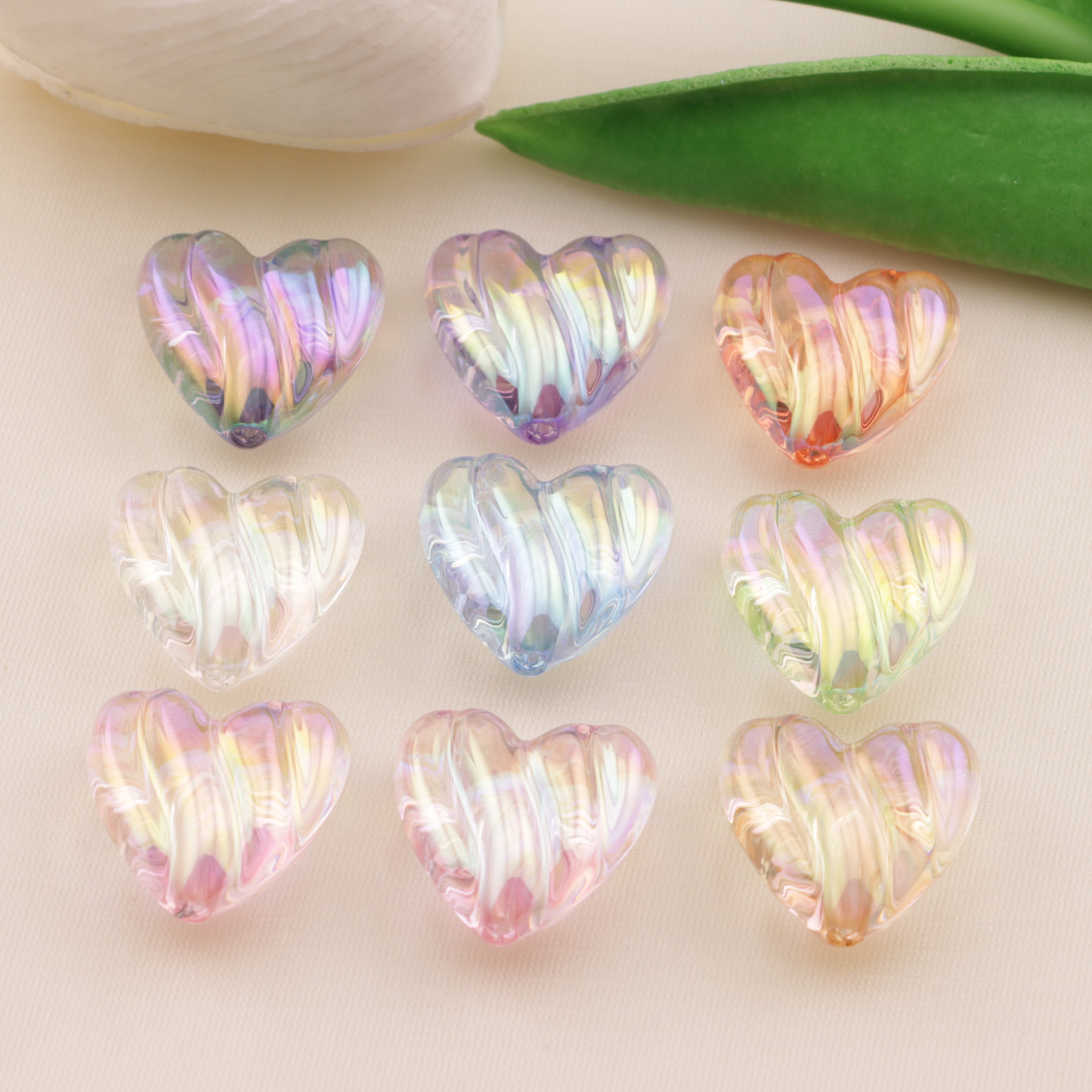 FS6560- 20*19mm Wavy Love Heart Beads Bo Lang Xian Ai Xin Zhu Fit For Pen Guo Bi Zoe's DIY Shop