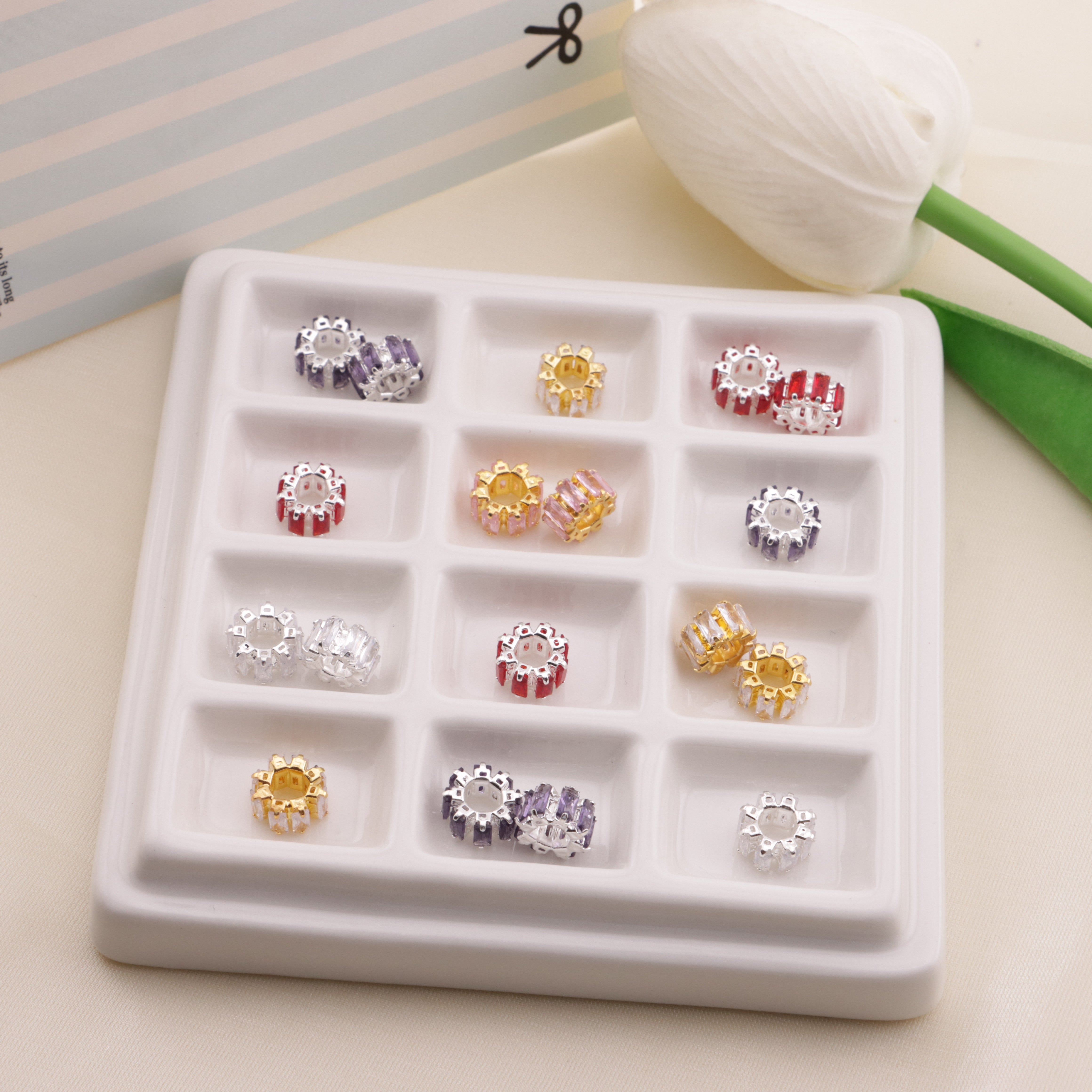 FS6551- Diameter 9Mm, Thickness 5Mm, Zircon Diamond Metal Spacers Zircon Diamond Metal Spacer Beads Zoe's DIY Shop