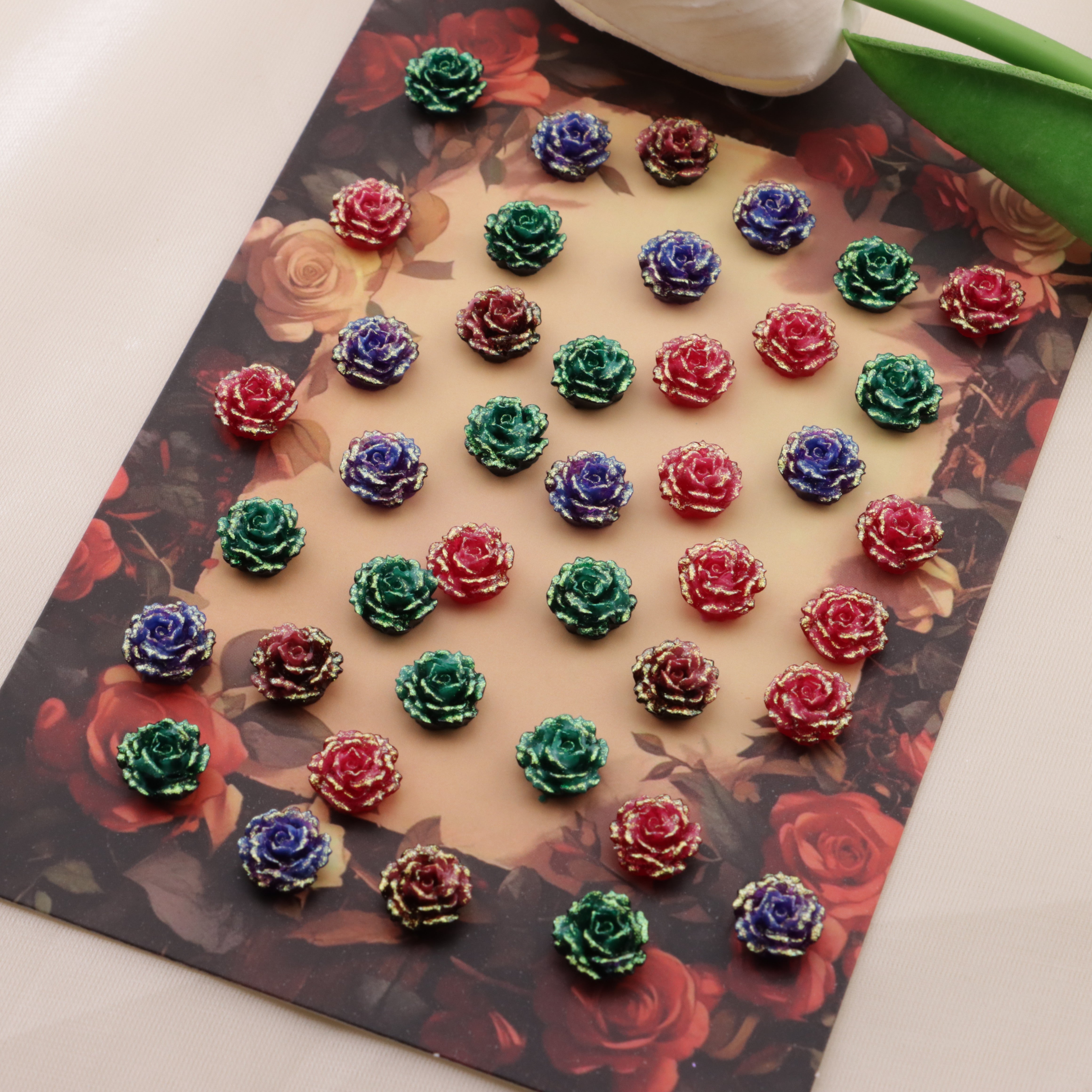 FS6554- 10mm Luminous Soft Flower Charms Ye Guang Ruan Hua Tie Pian Zoe's DIY Shop