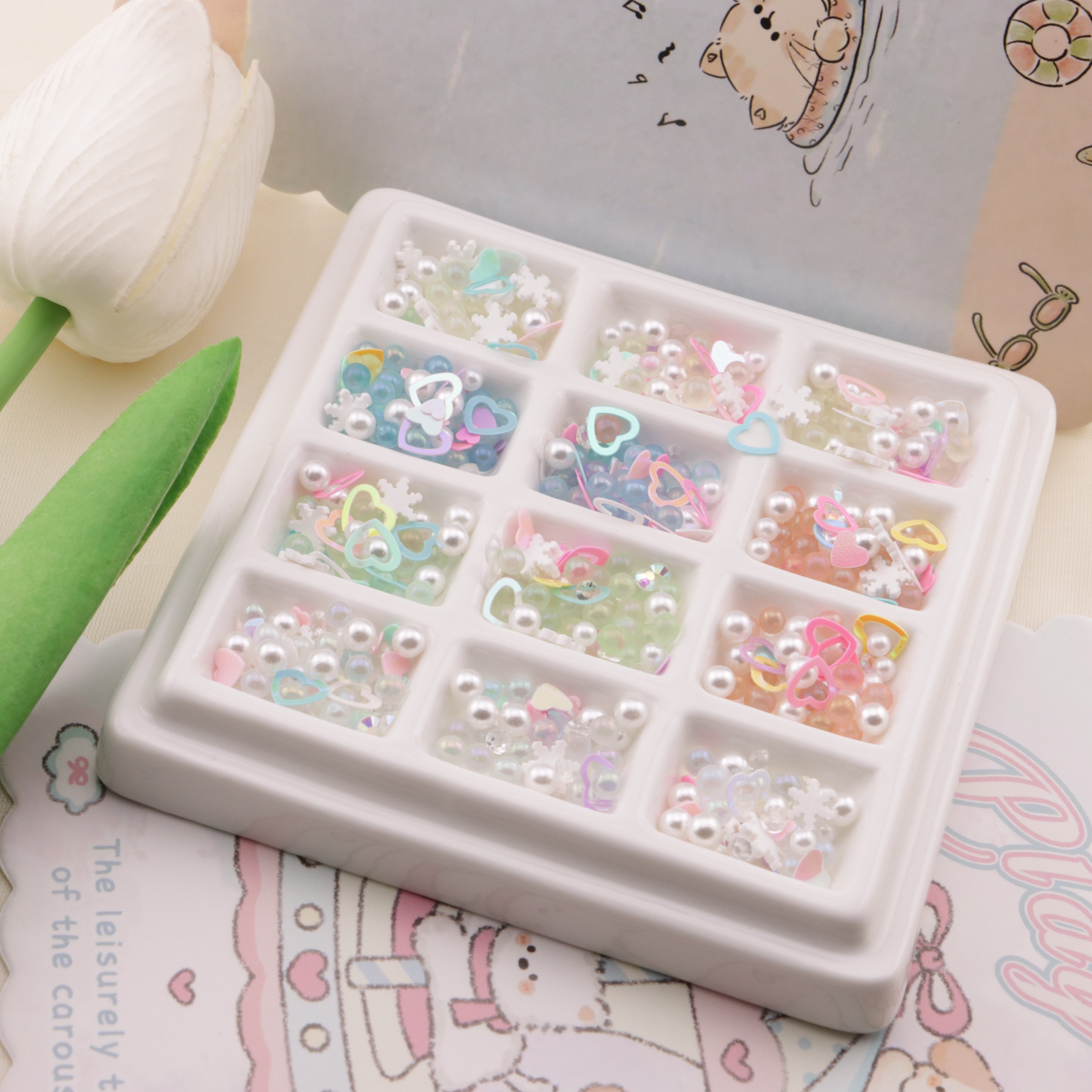 FS6570- 2-5mm Mixed Refills Pearl + Rhinestone + Glass Bead + Heart Flash + Love Sequins Zoe's DIY Shop