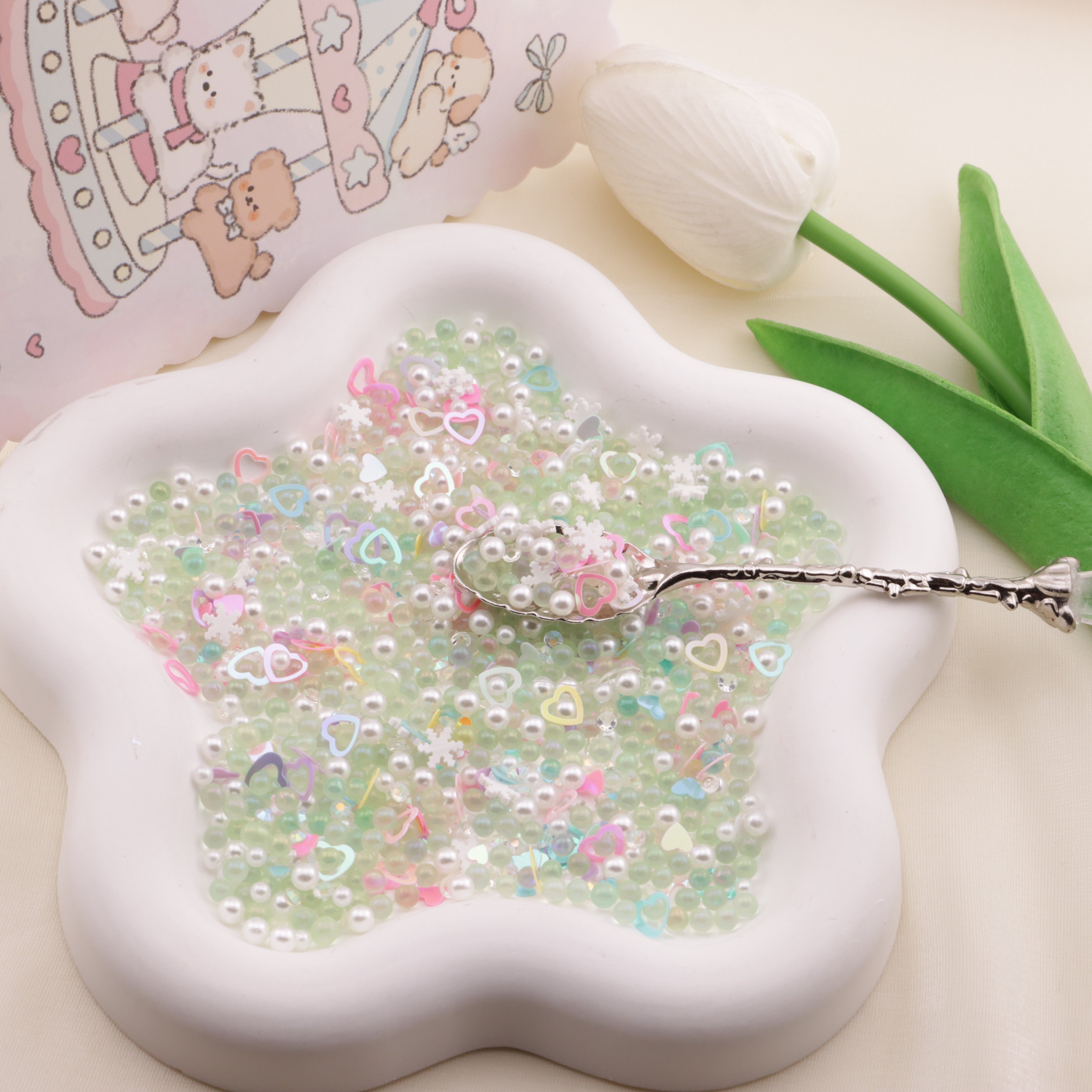 FS6570- 2-5mm Mixed Refills Pearl + Rhinestone + Glass Bead + Heart Flash + Love Sequins Zoe's DIY Shop