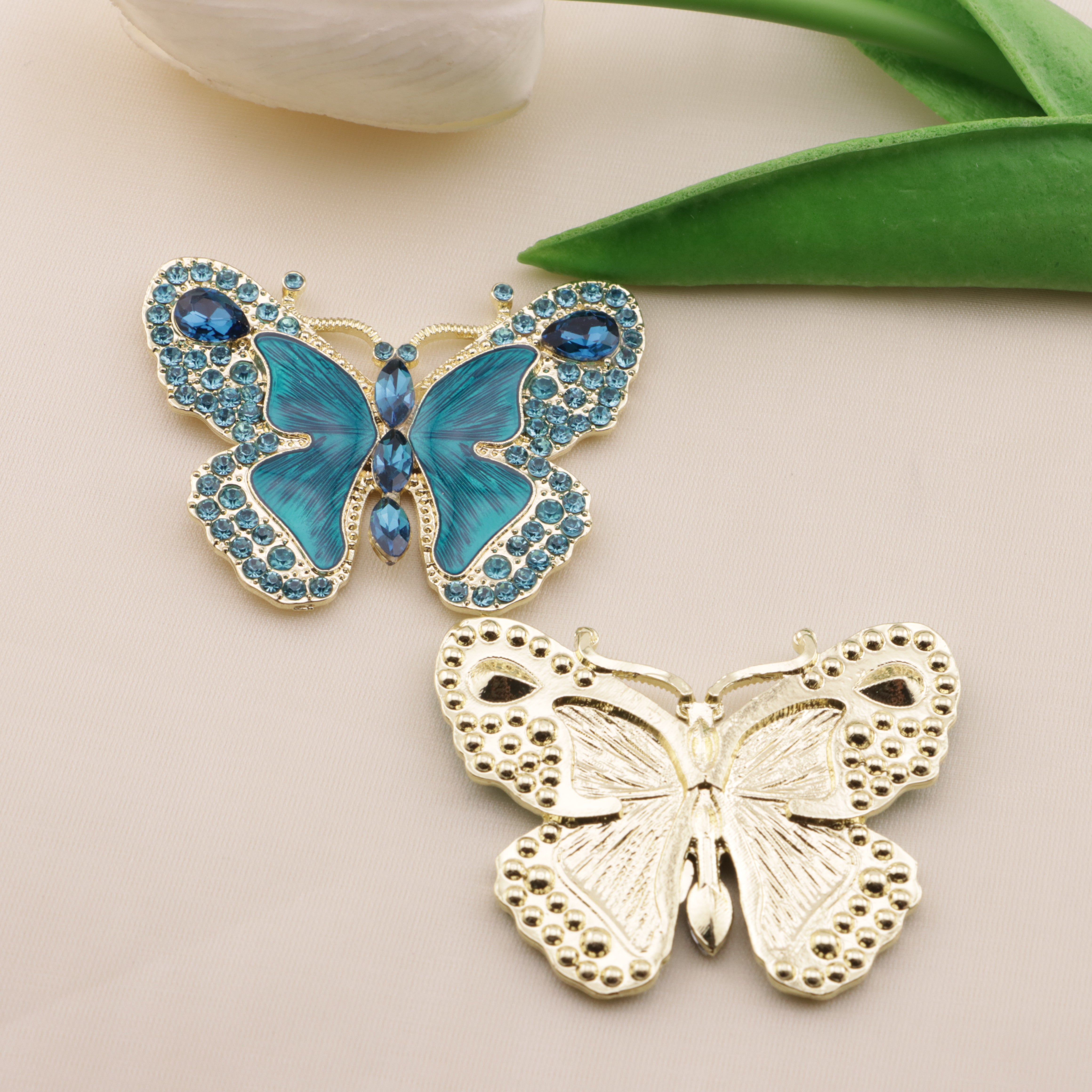FS6573- About 51*40mm Full Diamond Butterfly Metal Patch Zoe's DIY Shop