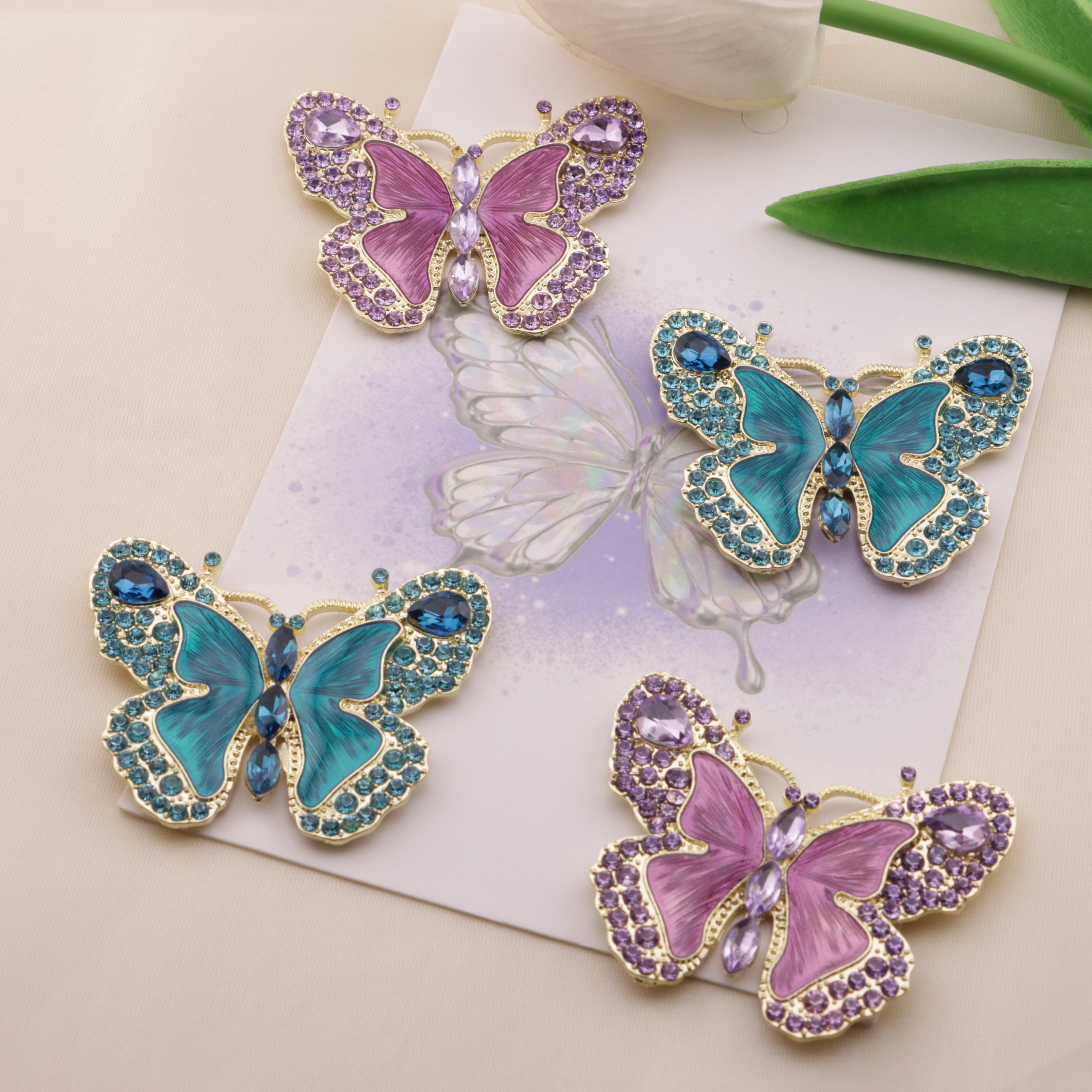 FS6573- About 51*40mm Full Diamond Butterfly Metal Patch Zoe's DIY Shop
