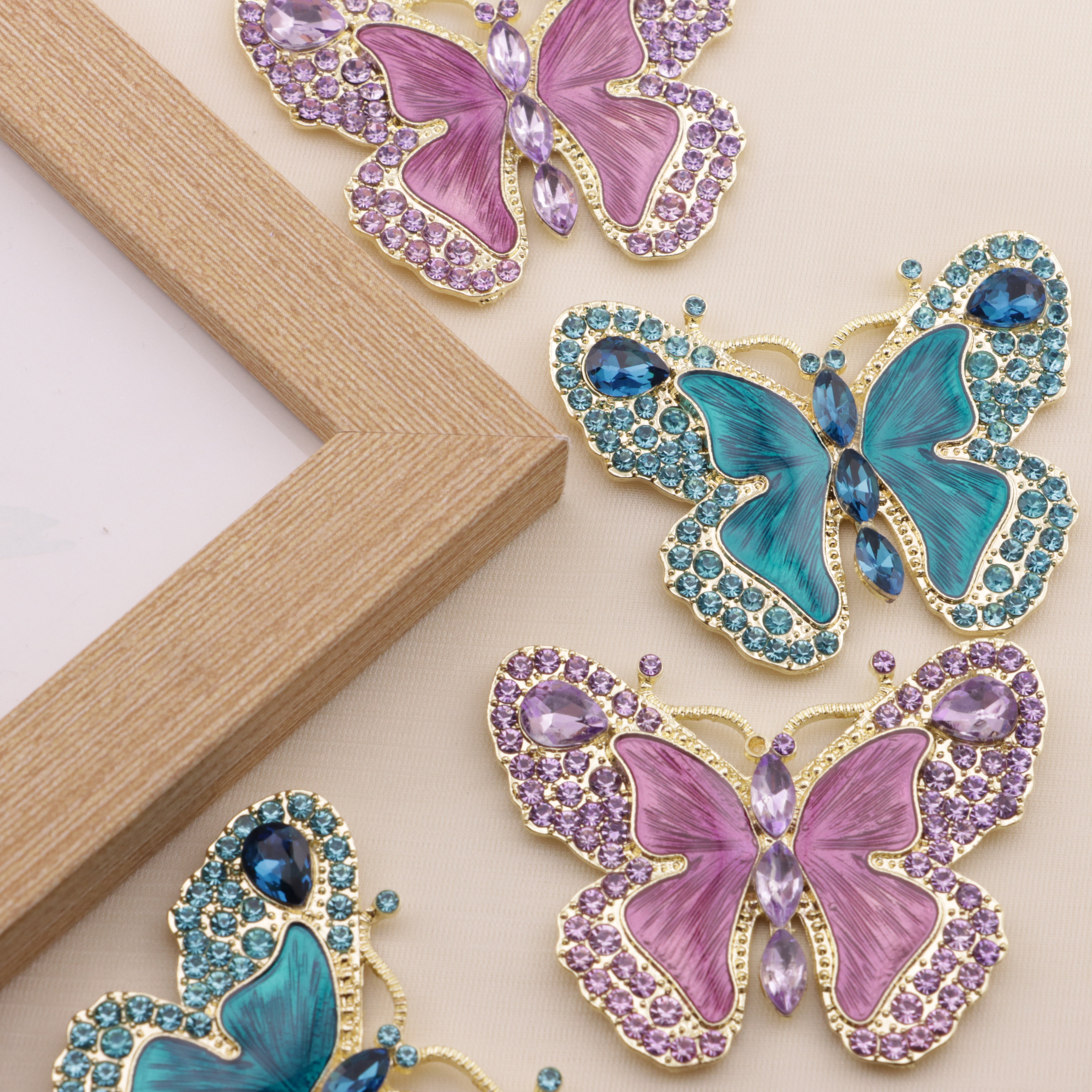 FS6573- About 51*40mm Full Diamond Butterfly Metal Patch Zoe's DIY Shop