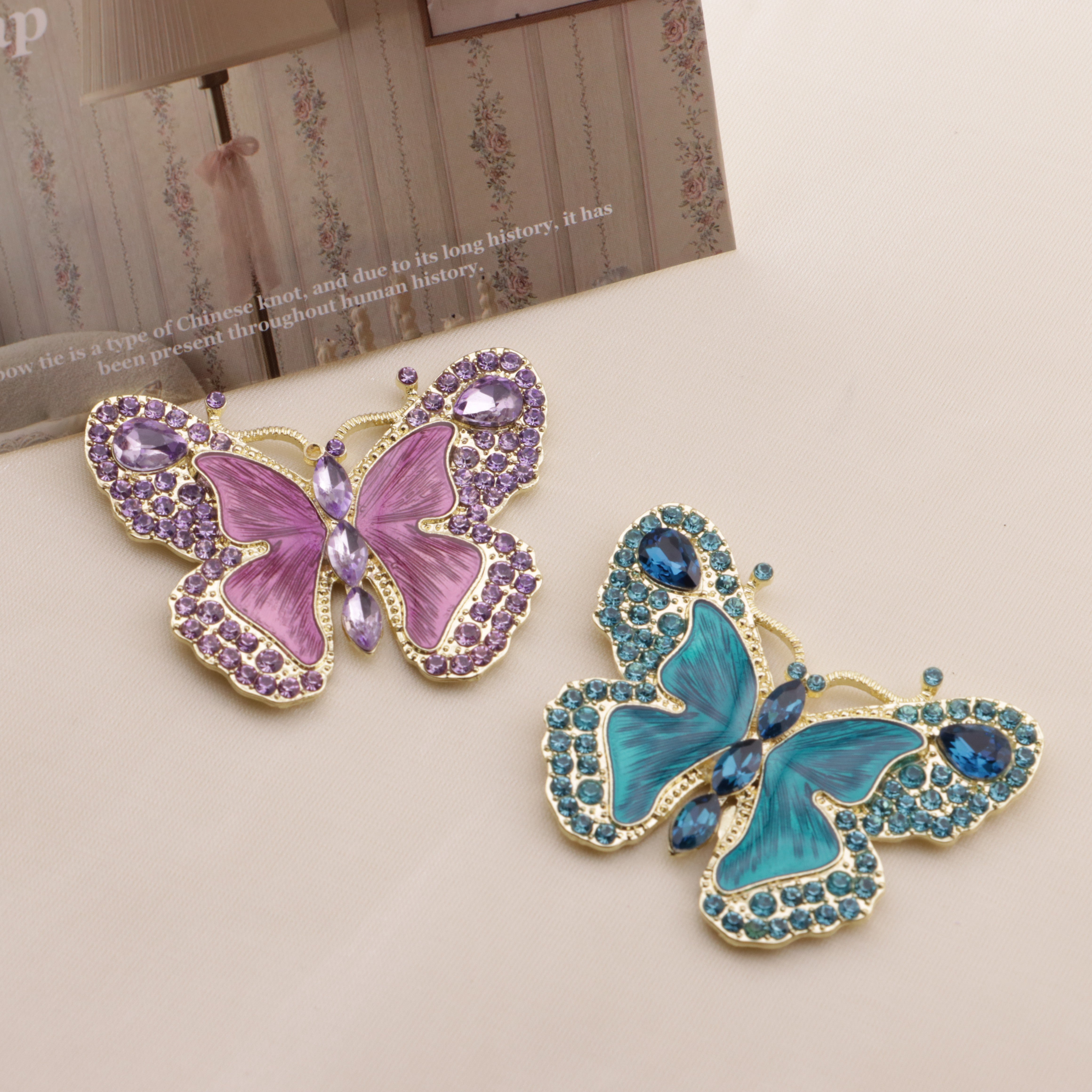FS6573- About 51*40mm Full Diamond Butterfly Metal Patch Zoe's DIY Shop