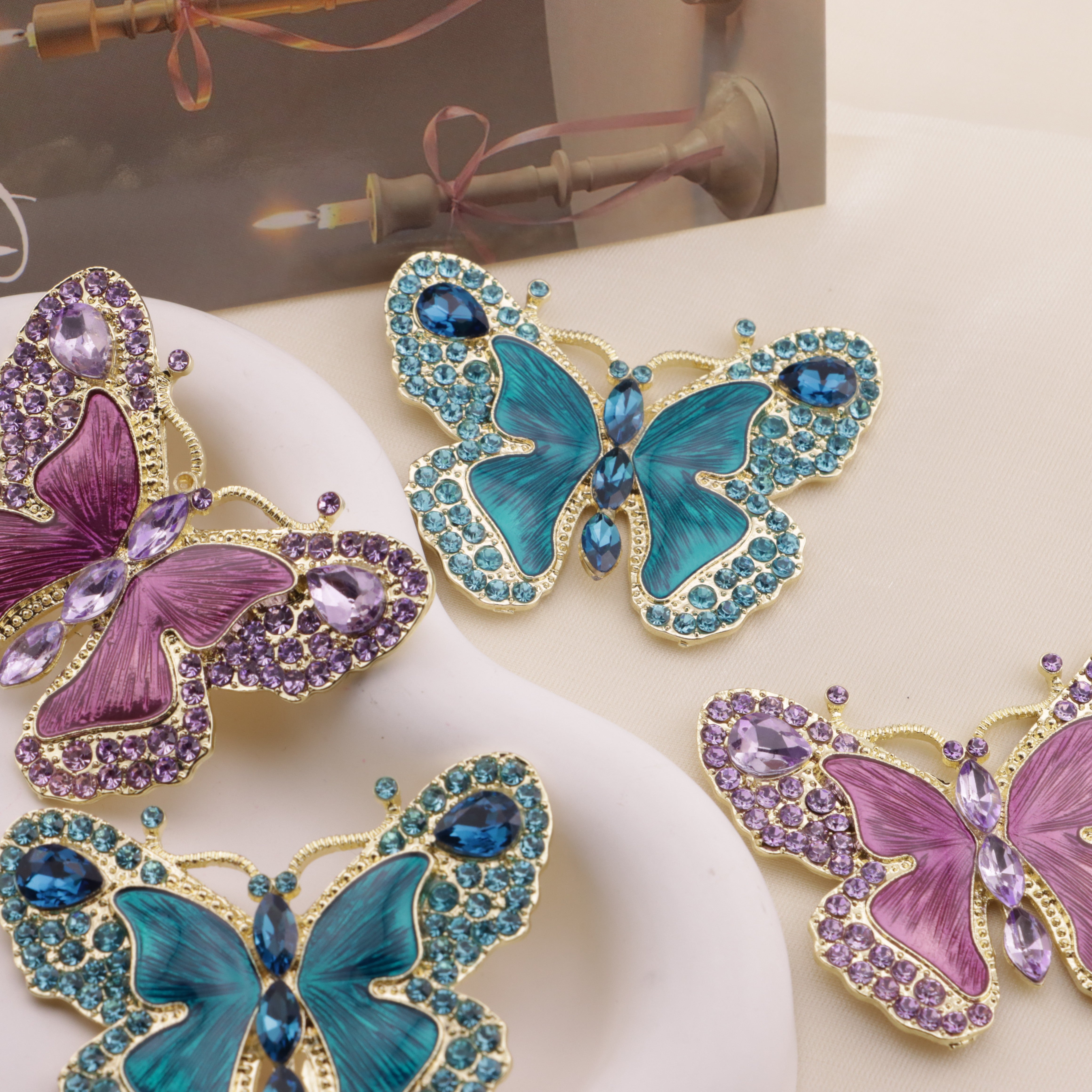 FS6573- About 51*40mm Full Diamond Butterfly Metal Patch Zoe's DIY Shop
