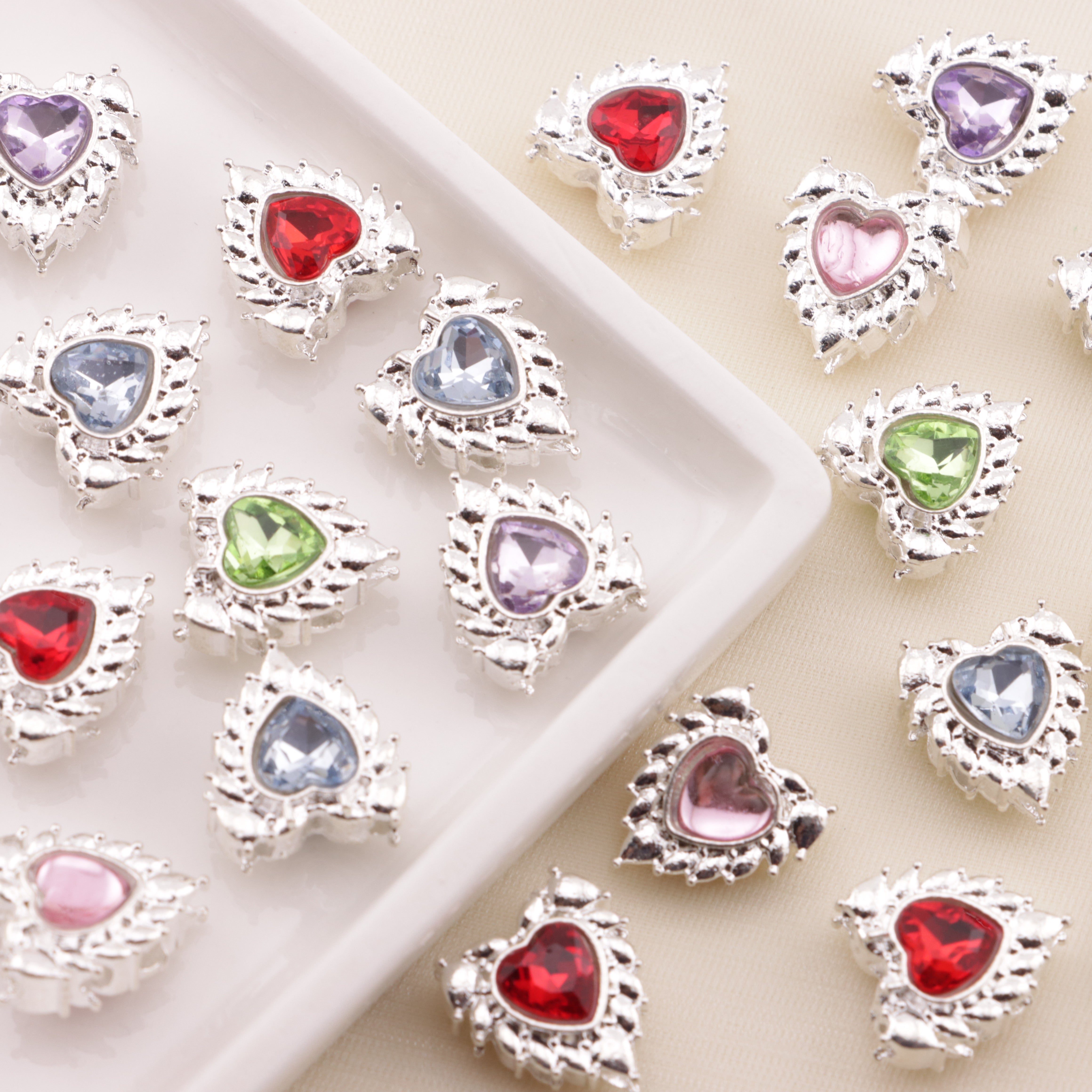 FS6574- 13*14 Feather Double-Sided Love 4-Hole Metal Bead Zoe's DIY Shop