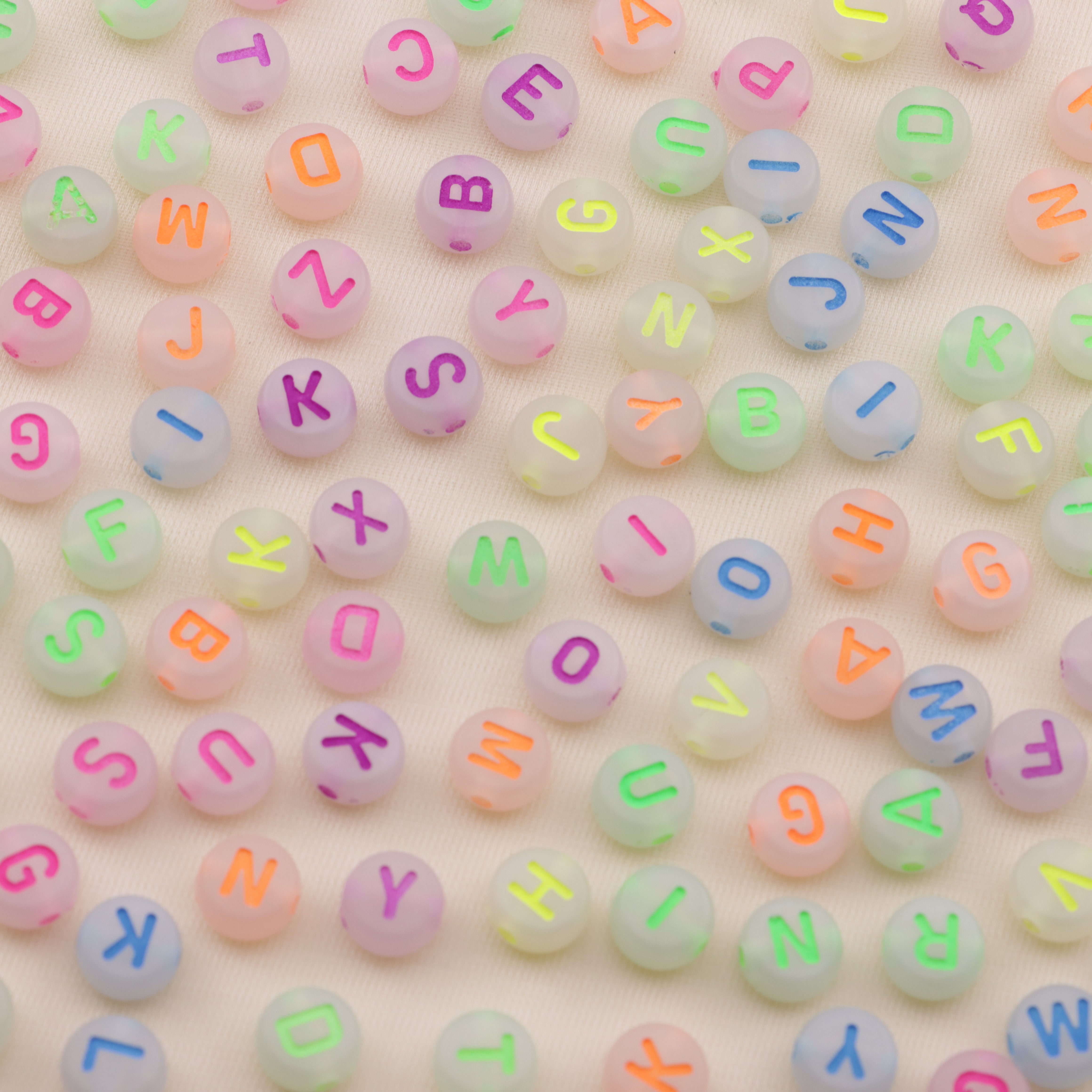 FS6545- 4*7 Aperture 12mm 4*7 Font Mixed Color Luminous Acrylic Letter Beads Zoe's DIY Shop