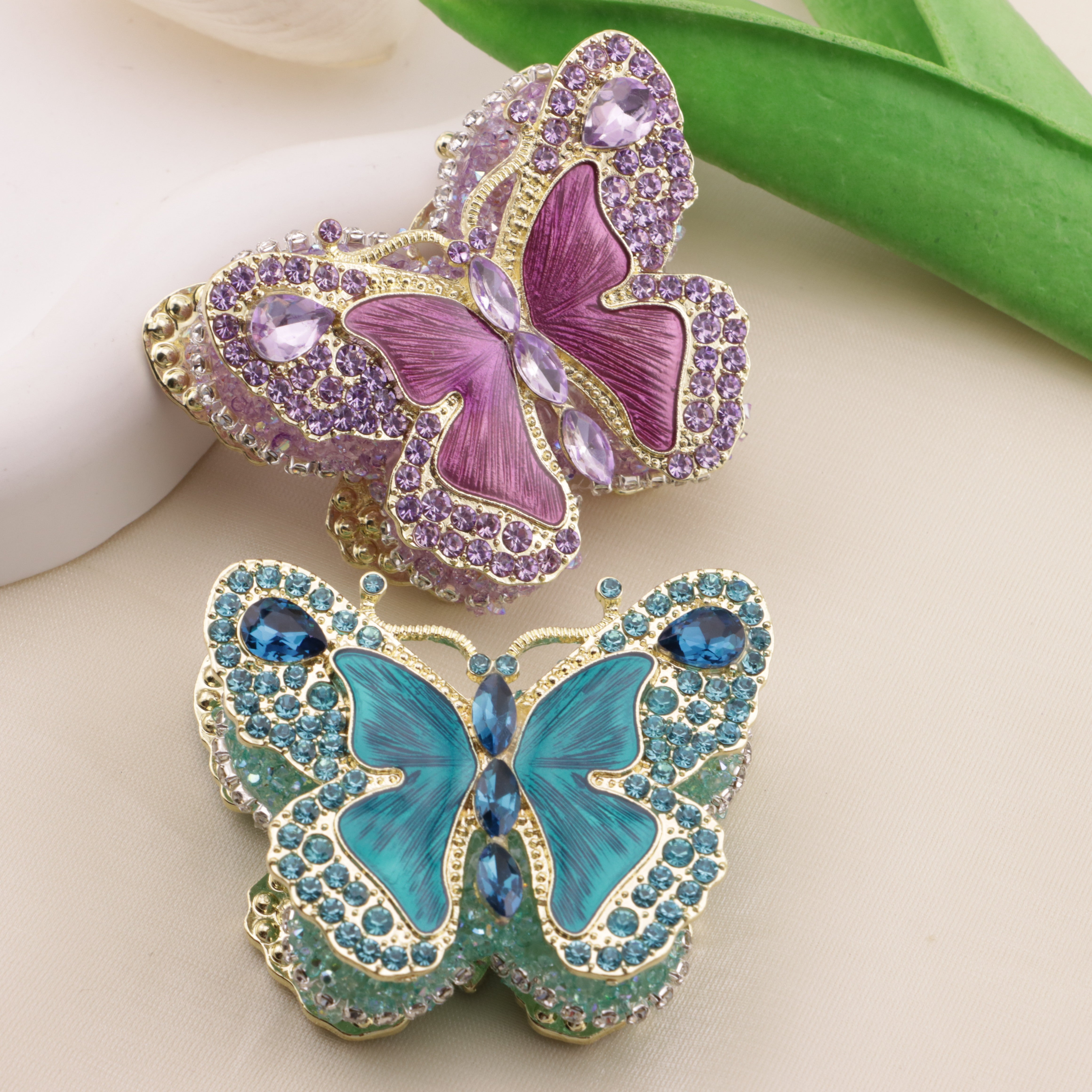 FS6573- About 51*40mm Full Diamond Butterfly Metal Patch Zoe's DIY Shop