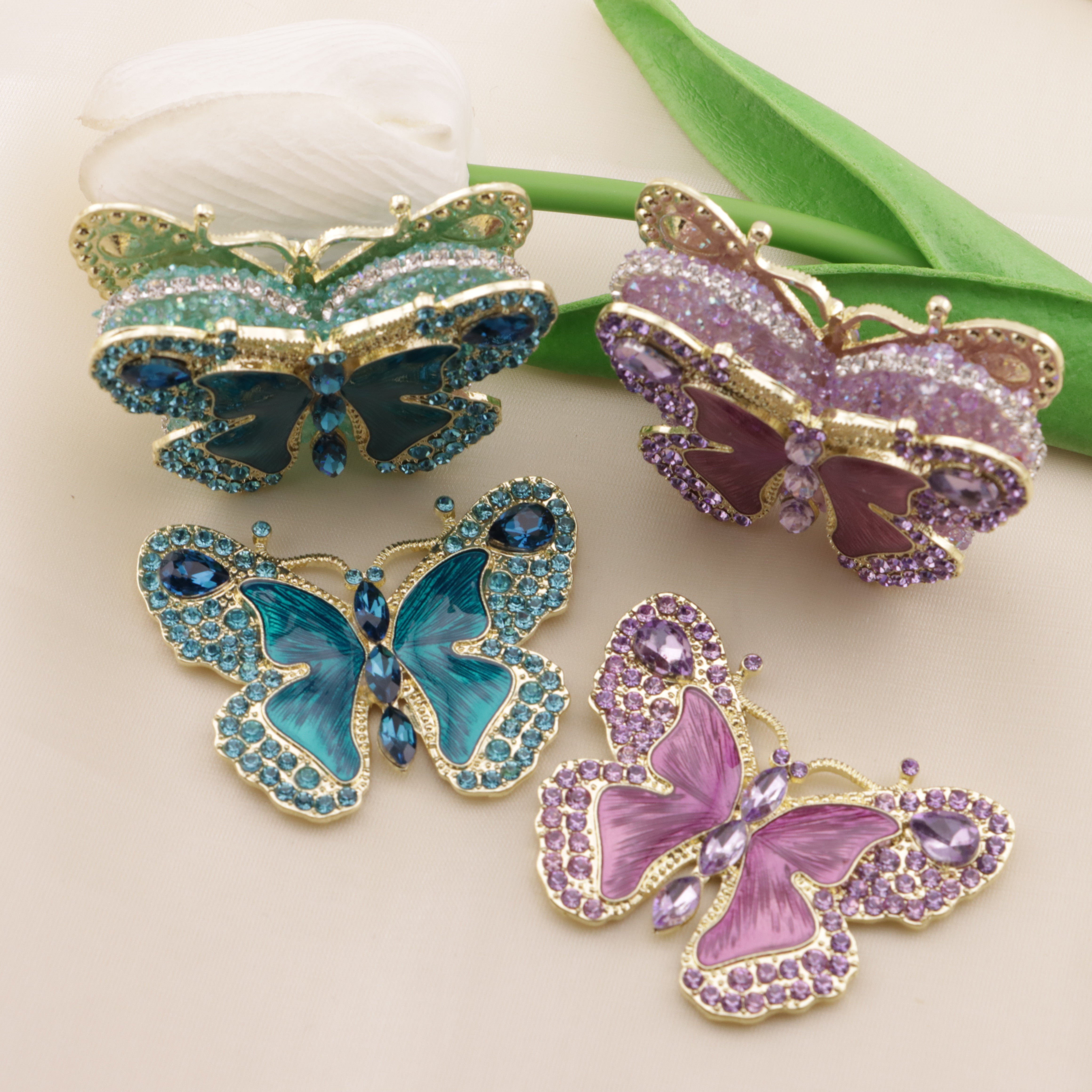 FS6573- About 51*40mm Full Diamond Butterfly Metal Patch Zoe's DIY Shop