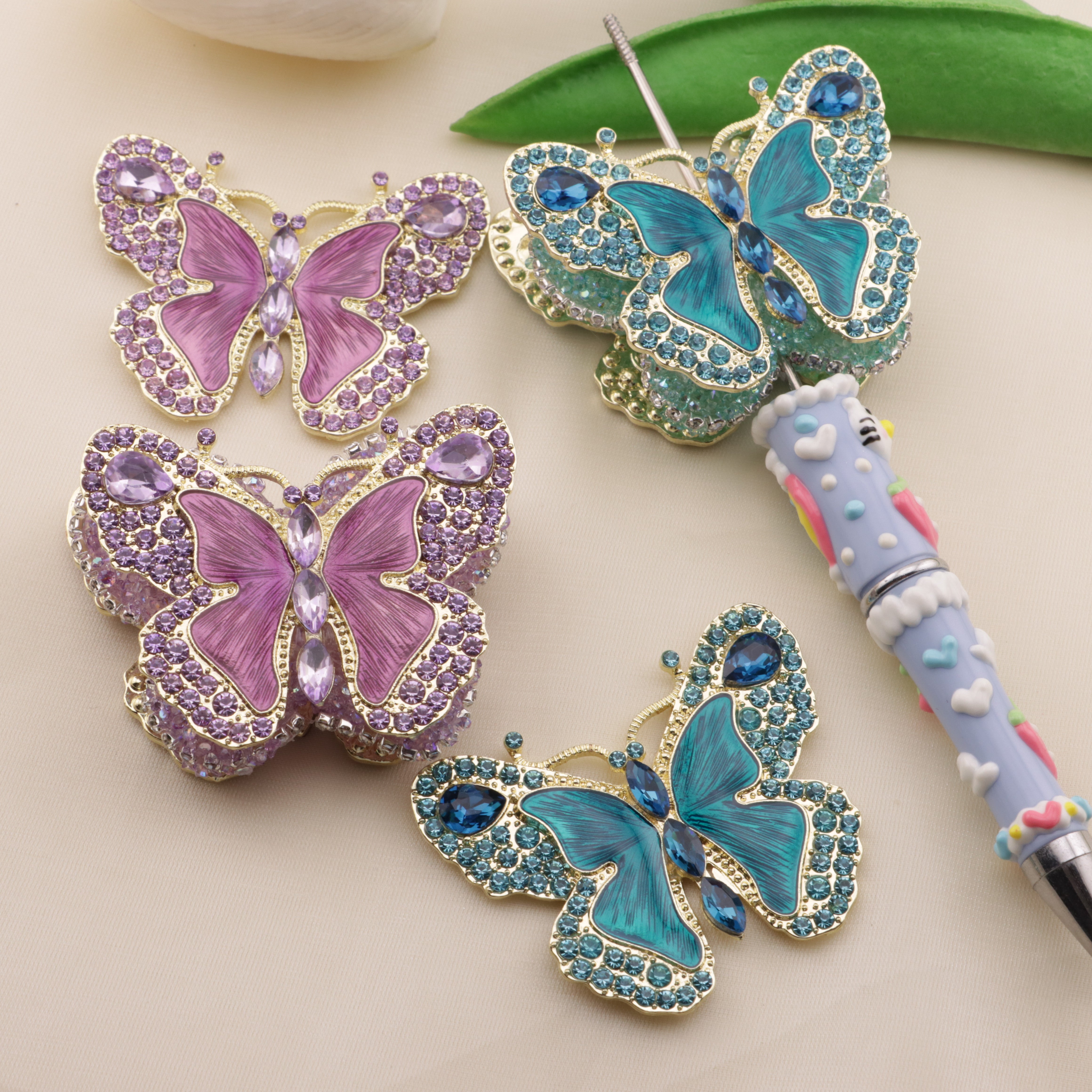 FS6573- About 51*40mm Full Diamond Butterfly Metal Patch Zoe's DIY Shop