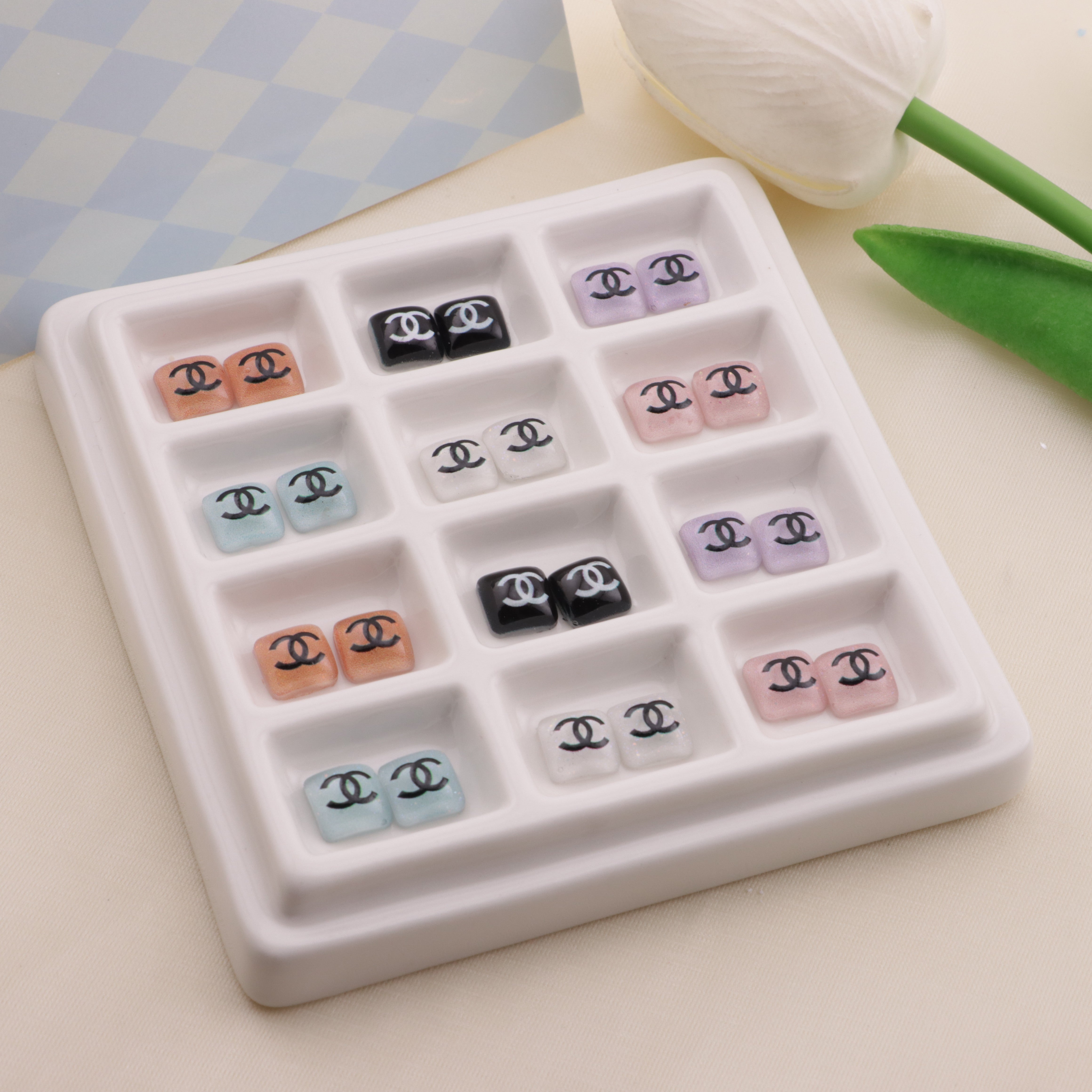 FS6469- Approximately 9Mm CC Square Nail Art Stickers Zoe's DIY Shop