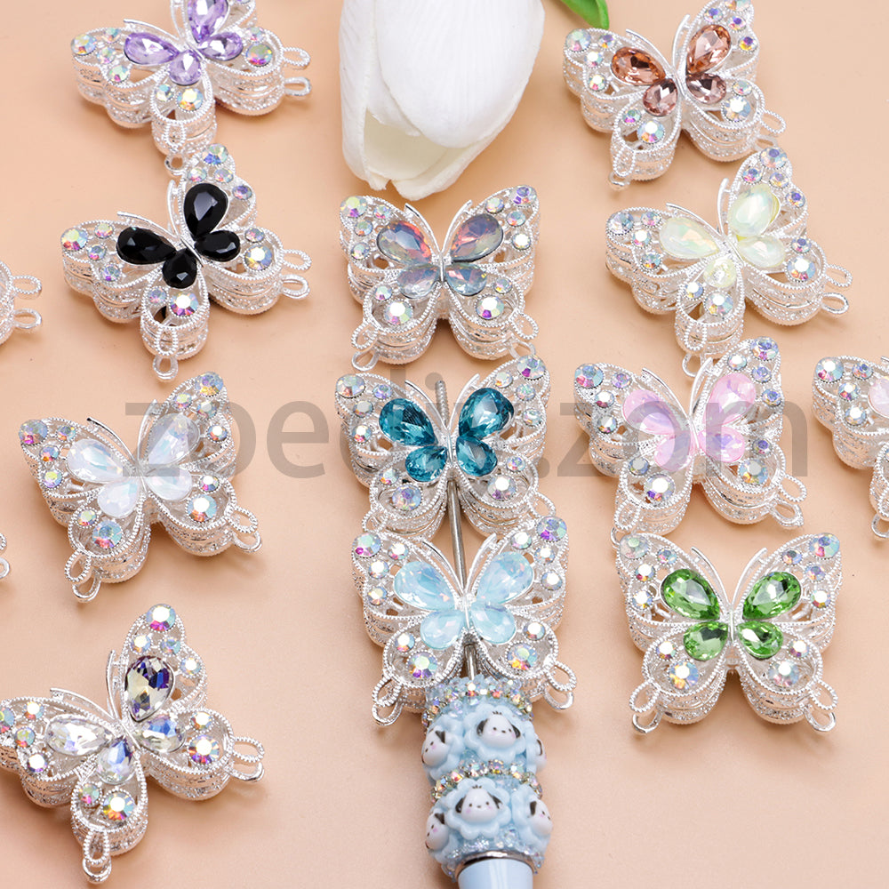 FS1627-Mocha Diamond Butterfly Metal Beads Fit For Beadable Pens