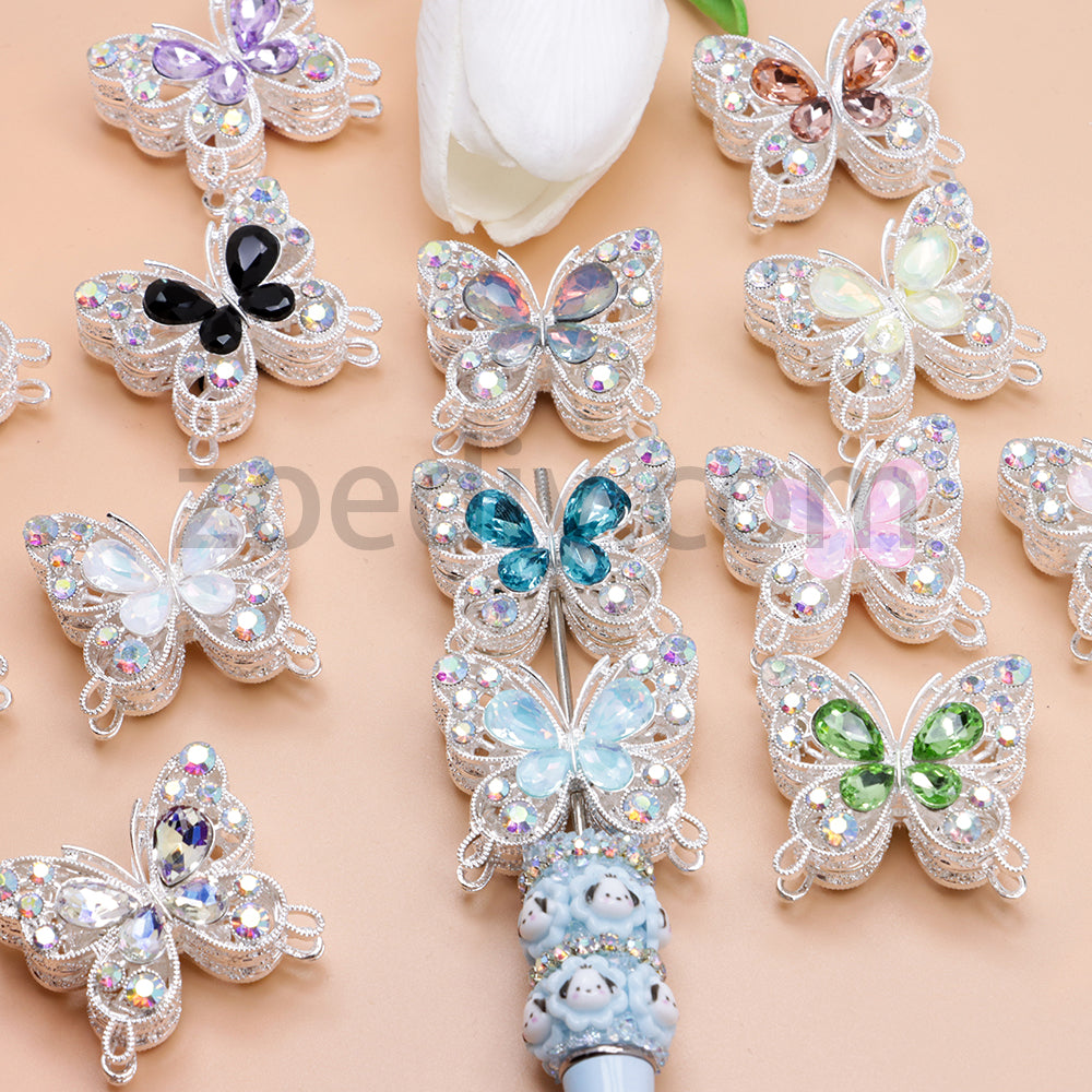 FS1627-Mocha Diamond Butterfly Metal Beads Fit For Beadable Pens