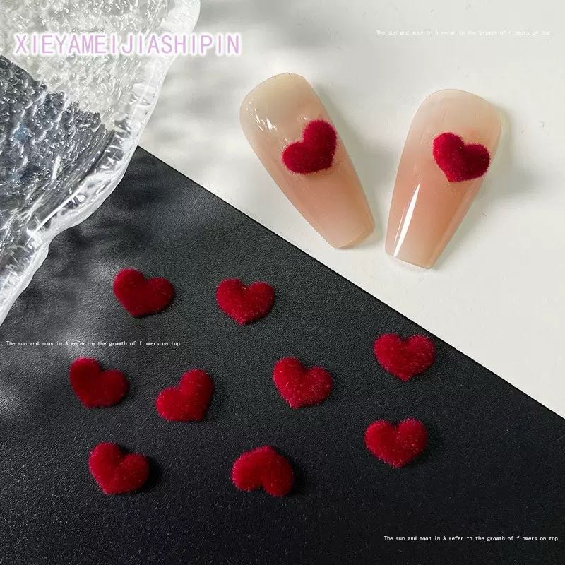 FS18221-About 6×8mm Flocked Resin Nail Charms