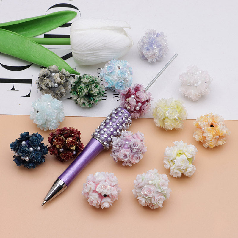 FS4860- 16mm Peach Soft Flower Ball Terracotta Beads Can Pass A Pen