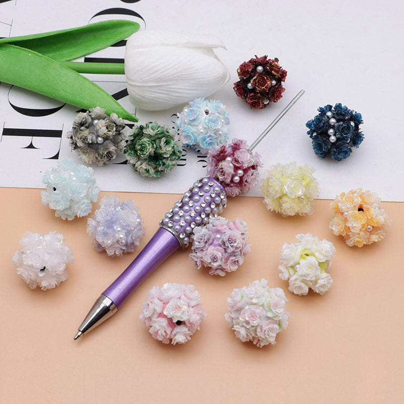 FS4860- 16mm Peach Soft Flower Ball Terracotta Beads Can Pass A Pen