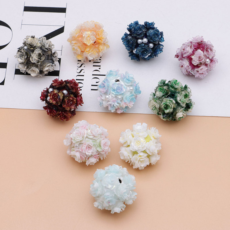 FS4860- 16mm Peach Soft Flower Ball Terracotta Beads Can Pass A Pen