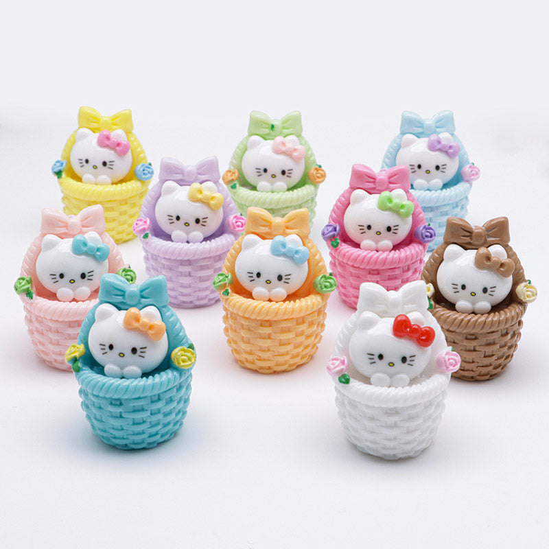 FS5292- Three-Dimensional Resin Flower Basket Of Hello Kitty