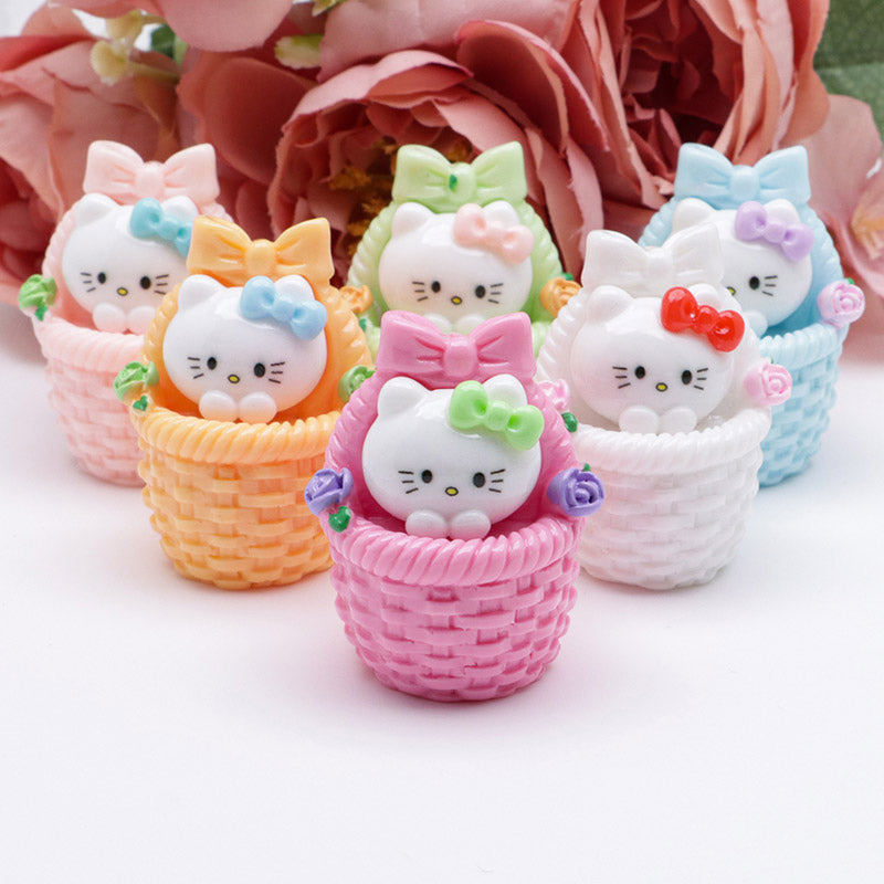 FS5292- Three-Dimensional Resin Flower Basket Of Hello Kitty