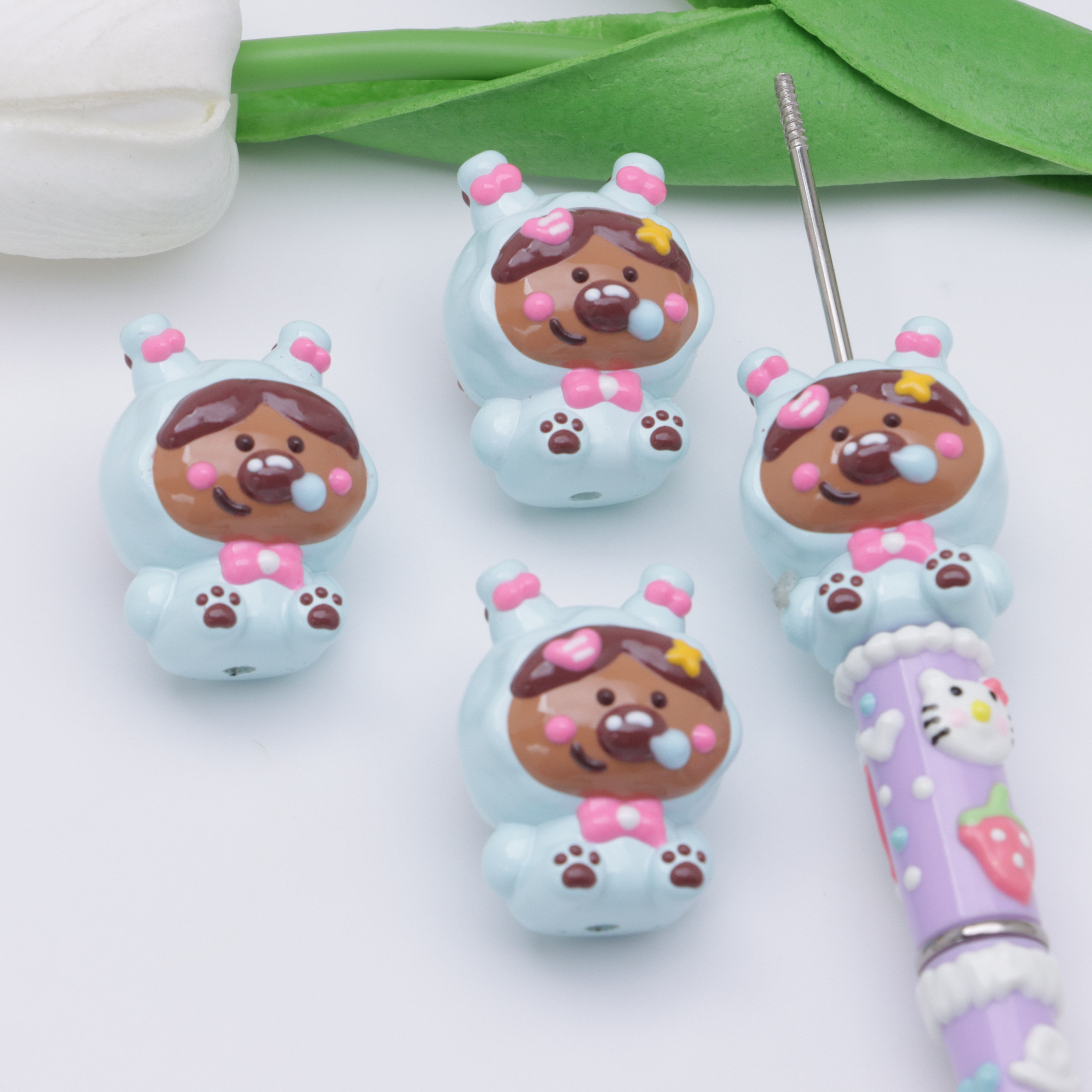 FS3337- Bear Hand Painted Beads Bear Hand-Painted Beads