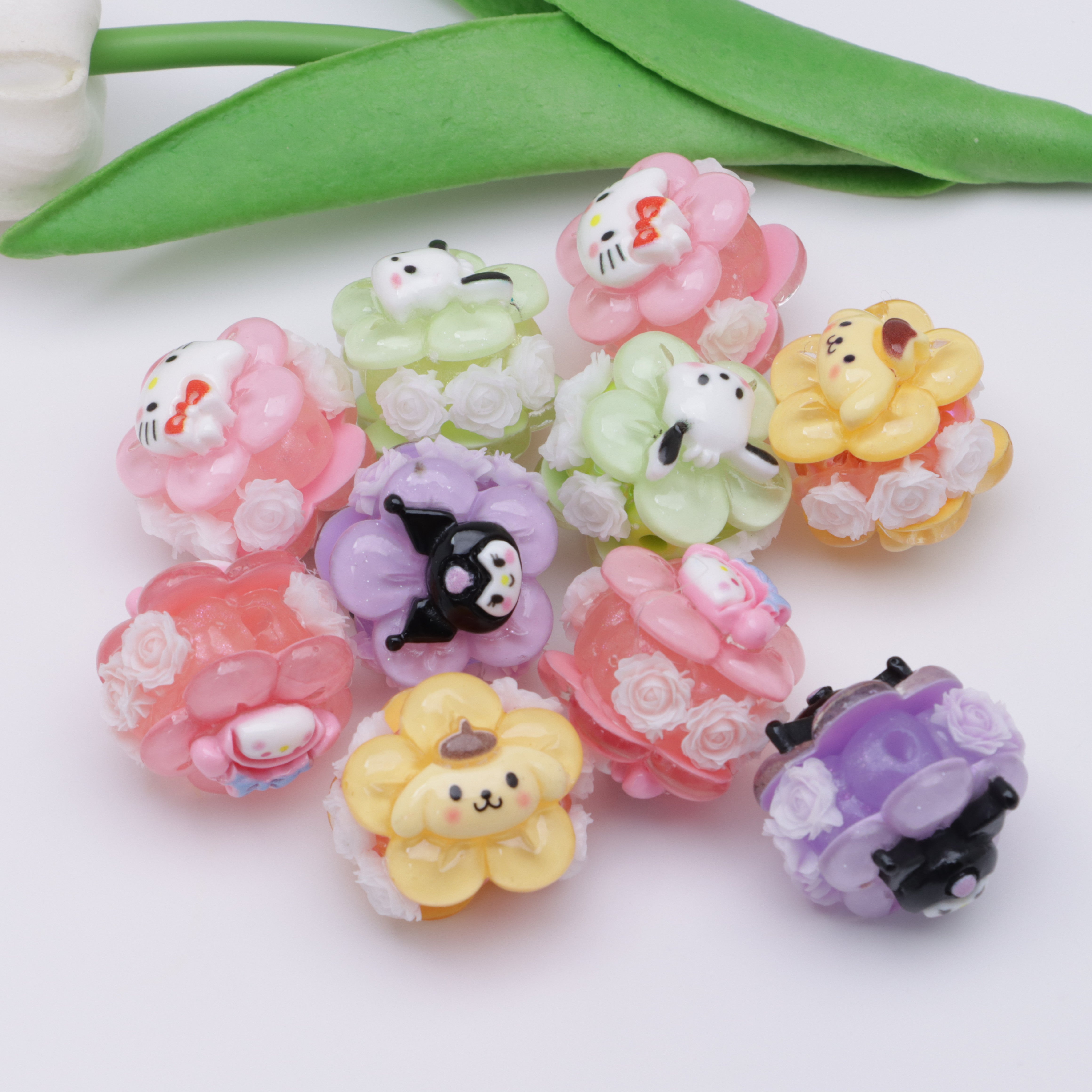 FS5116- Sro Flower Beads Sanrio Flower Beads Fit For Pen Pass Through Pen