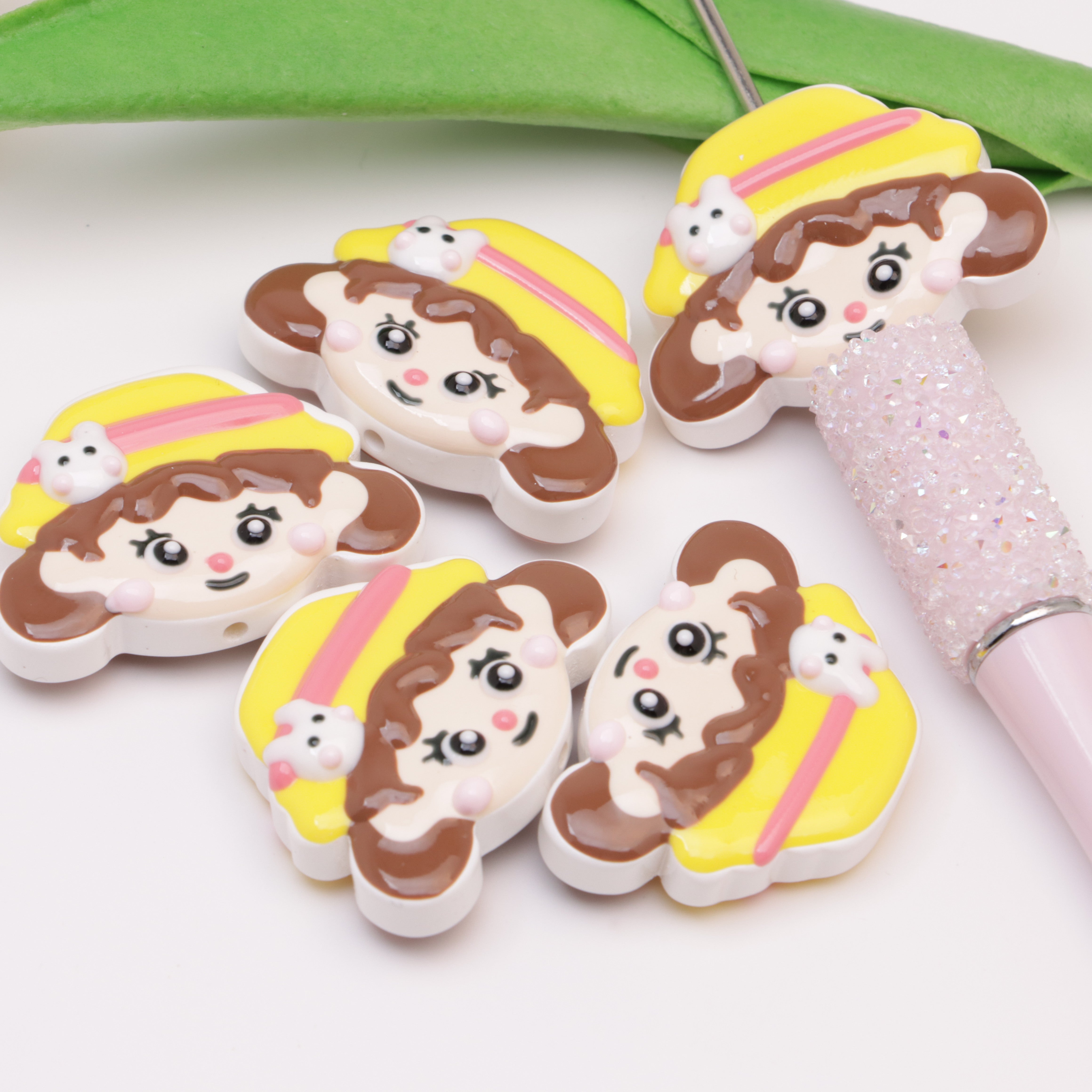FS1819- 36*26.5mm Handpainted Acrylic Beads