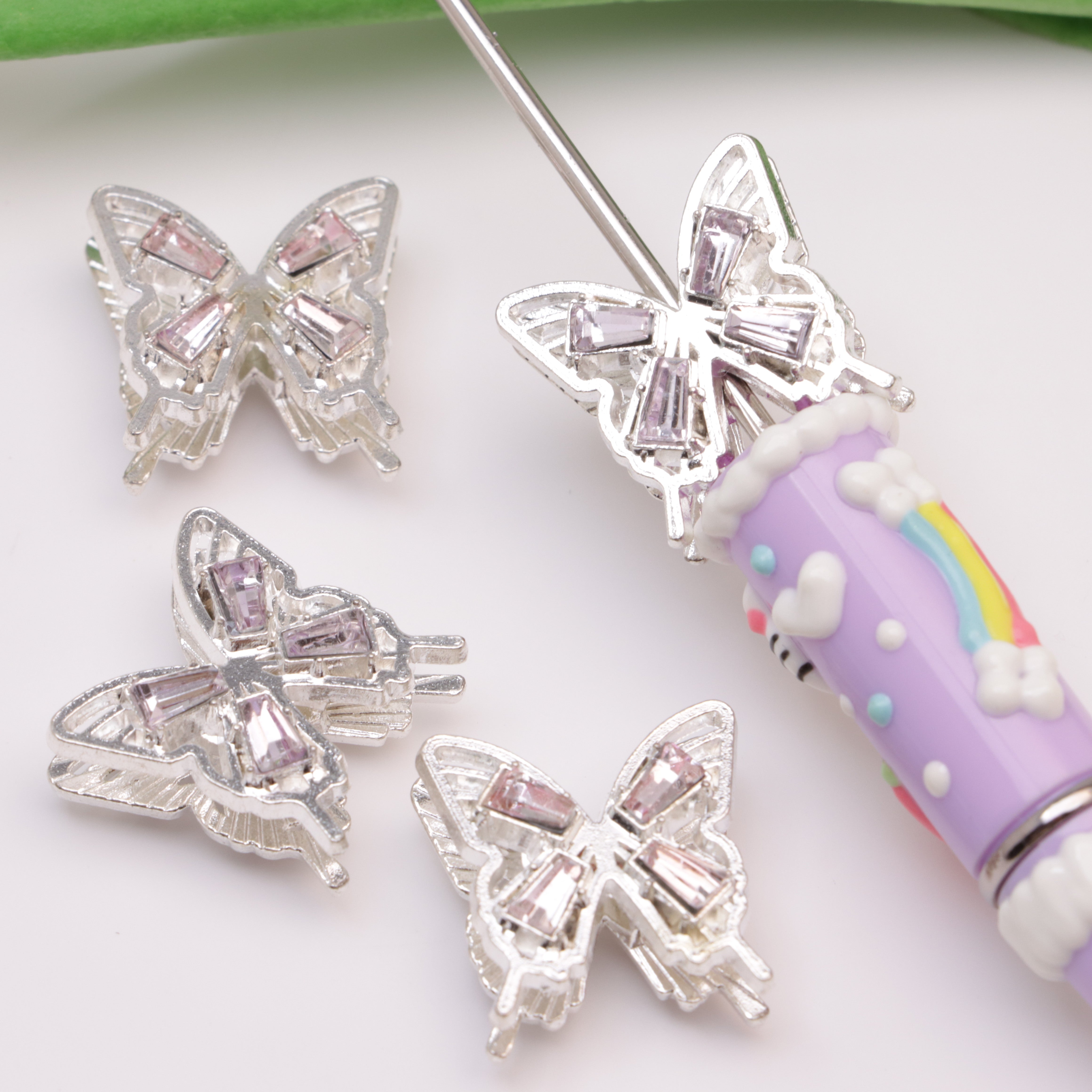 FS3774- 19 * 20Mm Butterfly Diamonds Alloy Beads Zircon Butterfly Beads