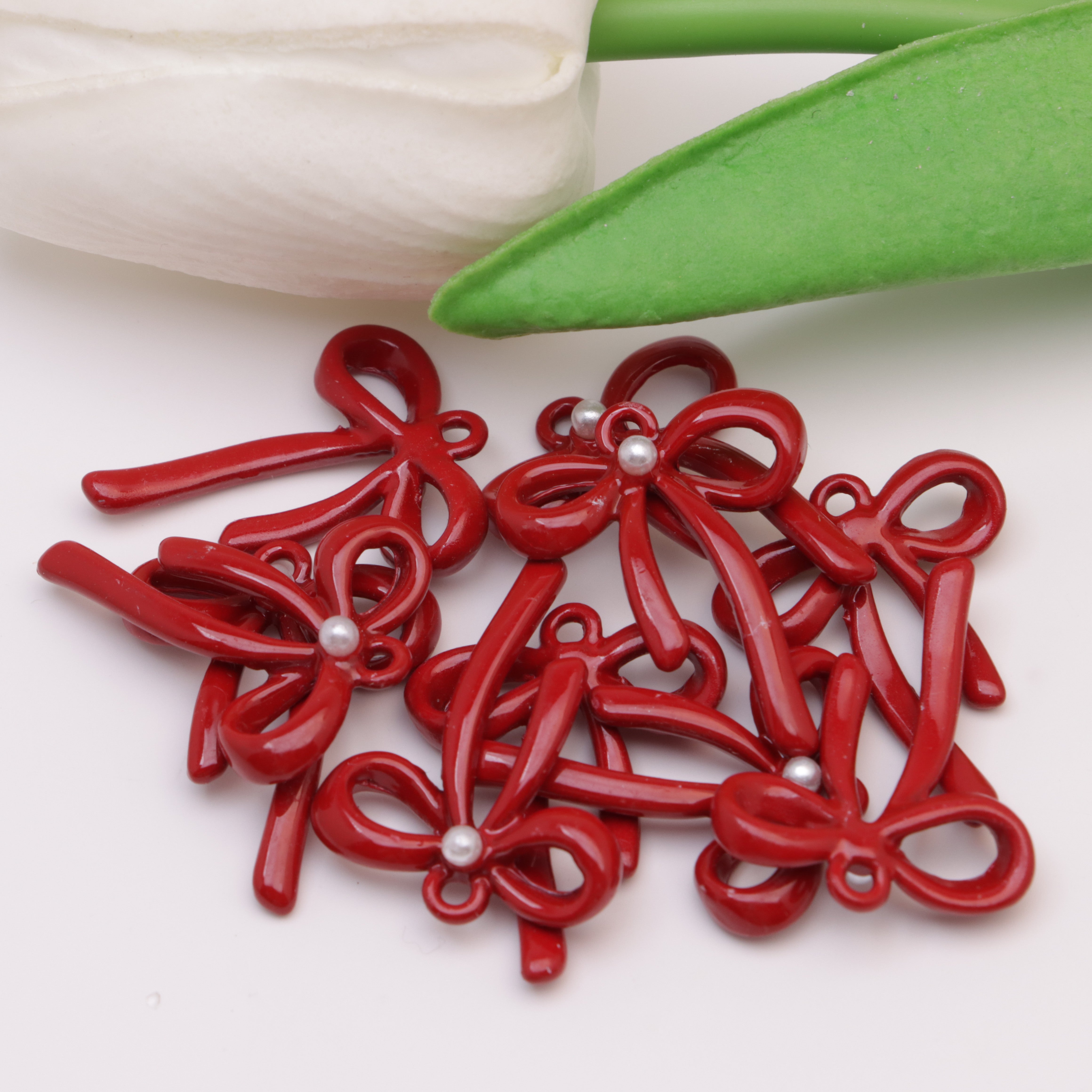 FS4873-25*20mm Pearl-Embellished Bows And Pendant Zoe's DIY Shop