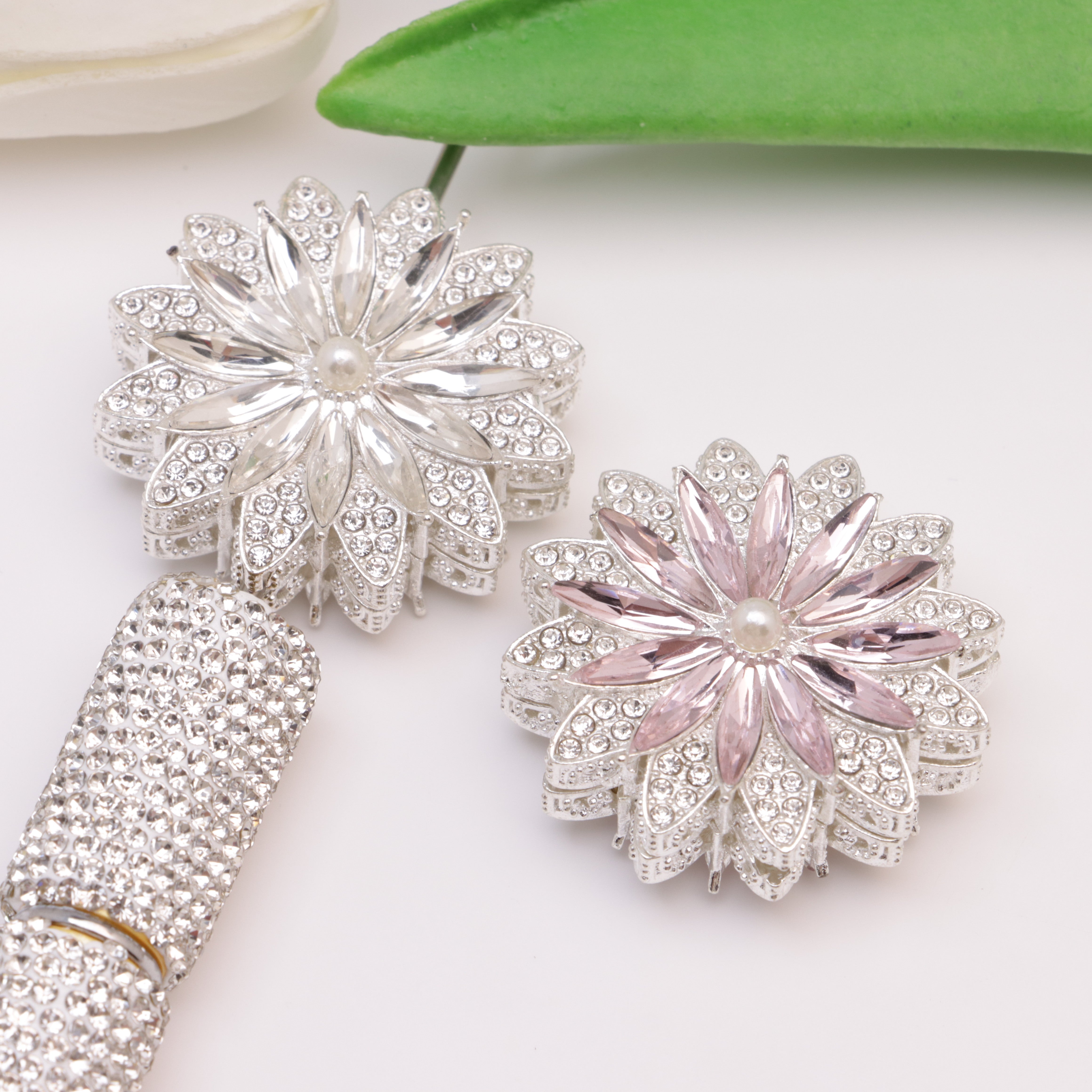 FS5387- 37mm Diamonds Flower Metal Beads Diamond Sunflower Metal Beads Fit For Pen Pass-Through Pen