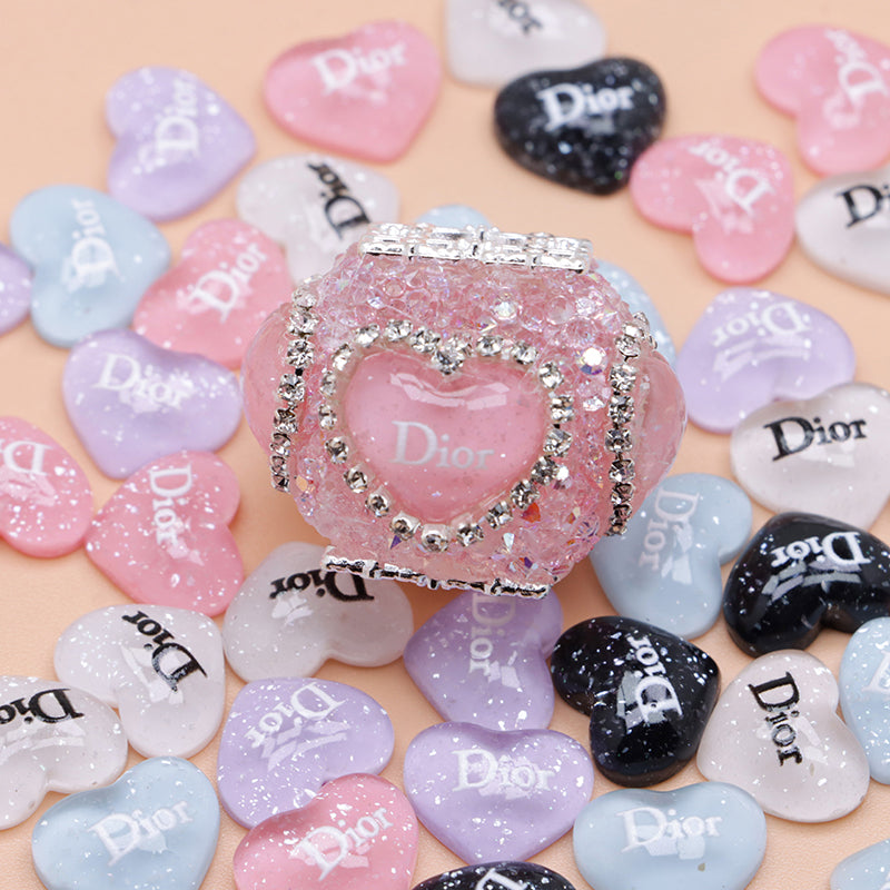 FS4015- 10*12mm Dior Heart Charms Heart Stickers Zoe's DIY Shop