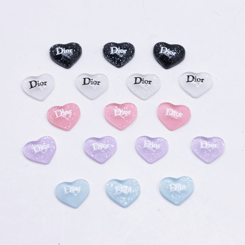 FS4015- 10*12mm Dior Heart Charms Heart Stickers Zoe's DIY Shop