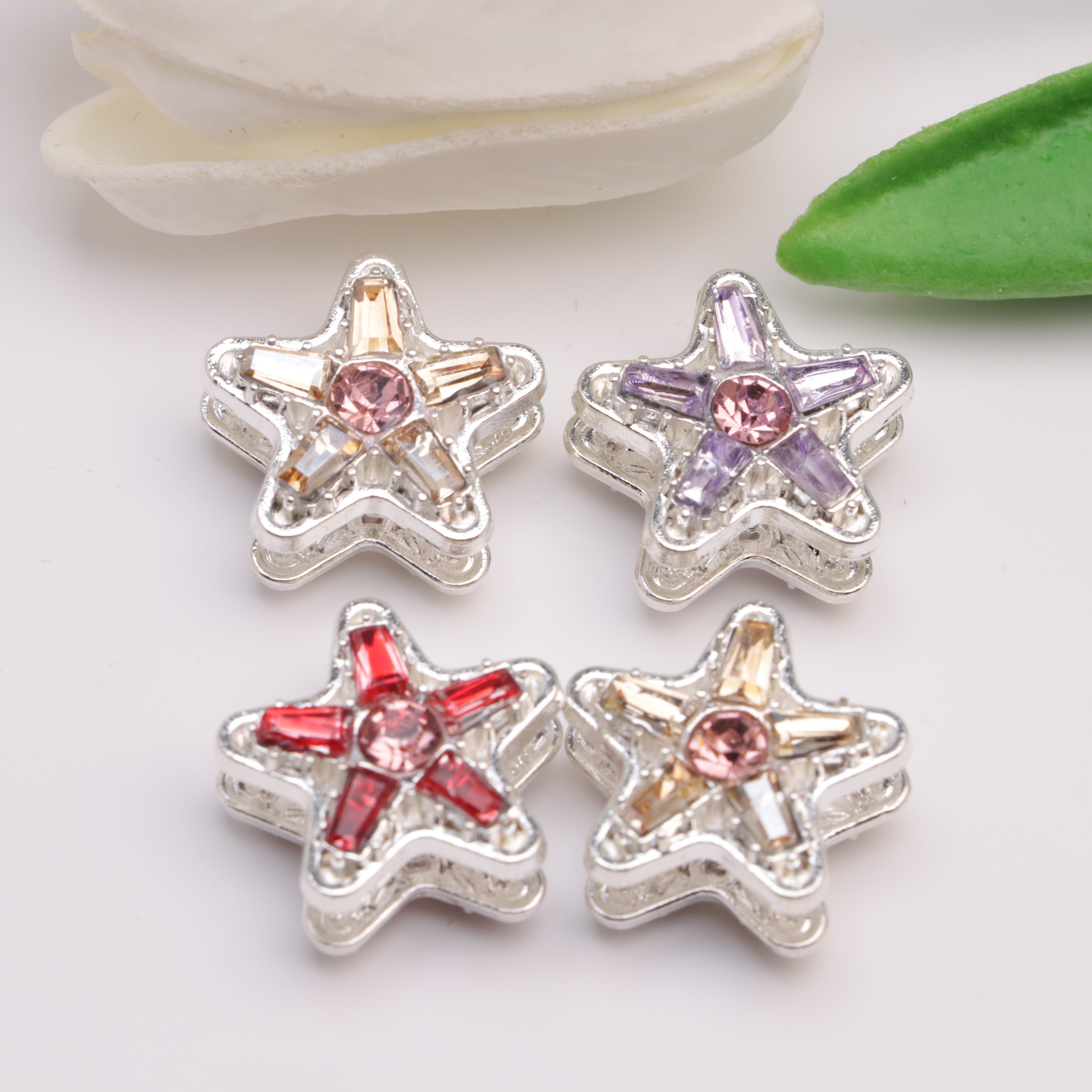 FS3773-20mm Star Diamonds Alloy Beads Five-Pointed Star Cubic Zirconia Diamond Alloy Beads
