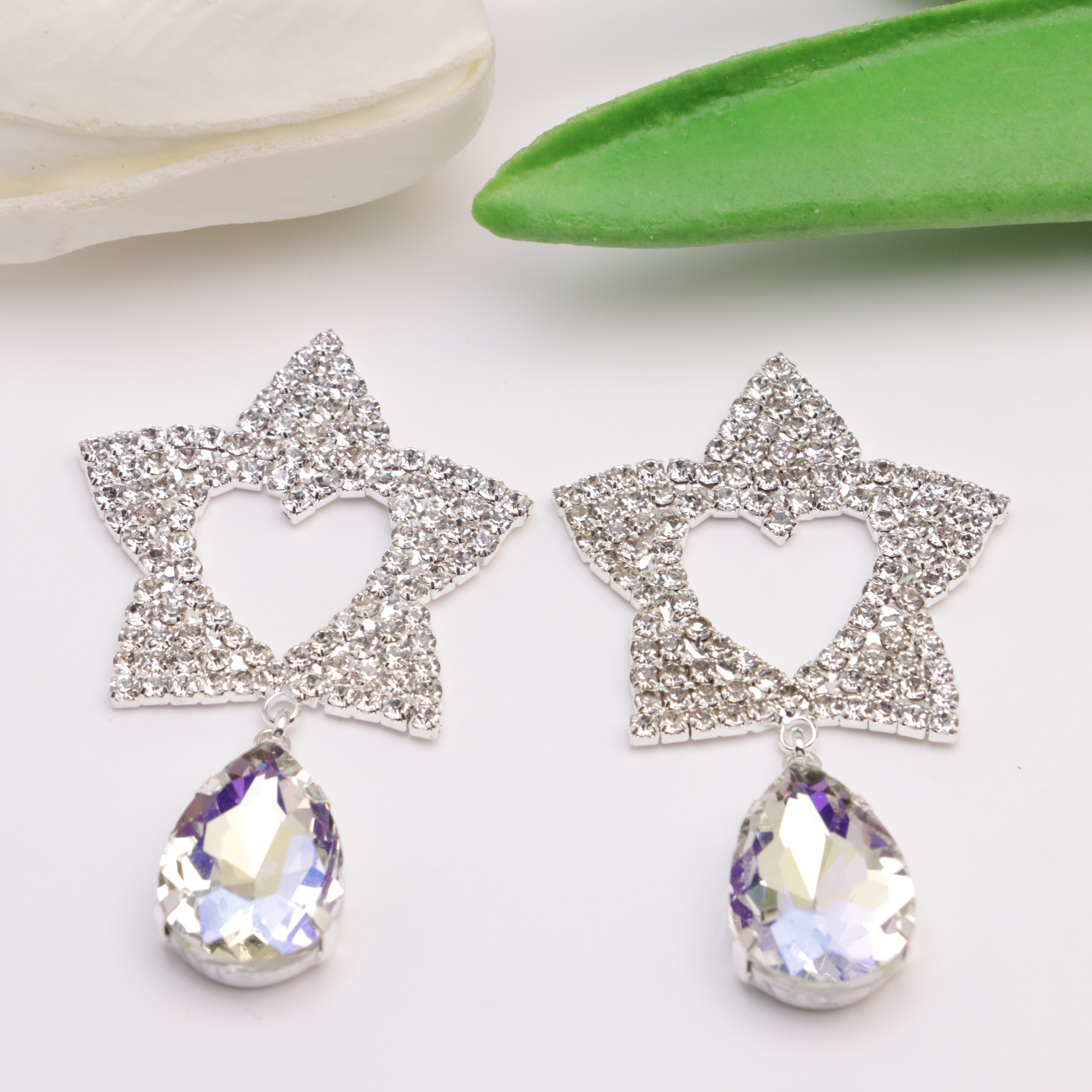 FS5426- 34*56Mm Heart Star Metal Charms Hollow-Out Heart And Five-Pointed Star Alloy Patches
