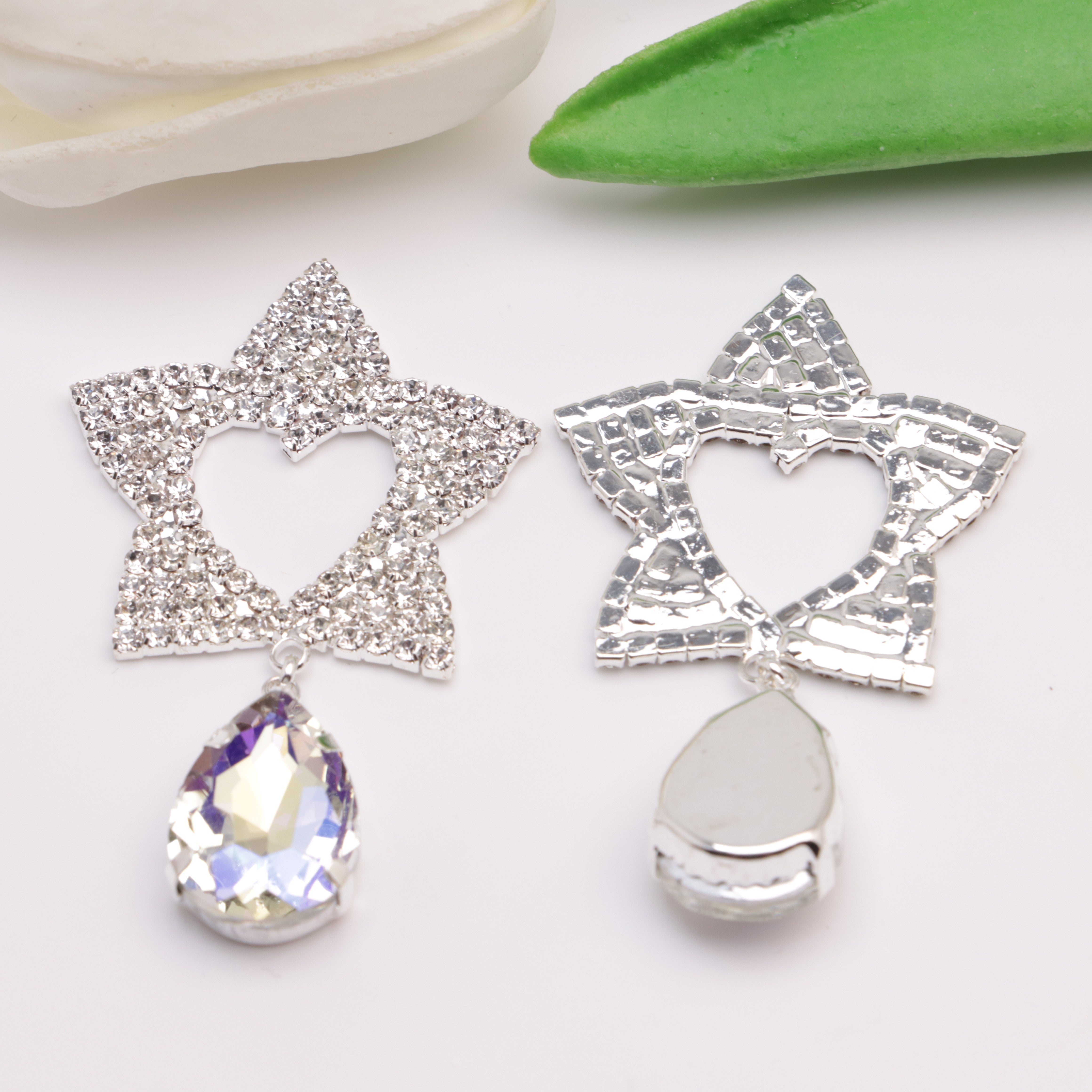 FS5426- 34*56Mm Heart Star Metal Charms Hollow-Out Heart And Five-Pointed Star Alloy Patches