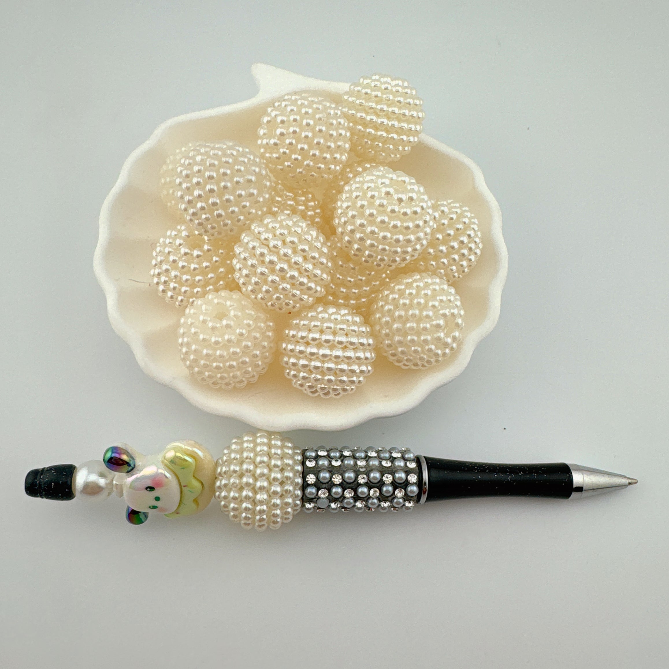 25MM Round White Imitation Pearl Yangmei Ball Beads Fit For Beadable Pens