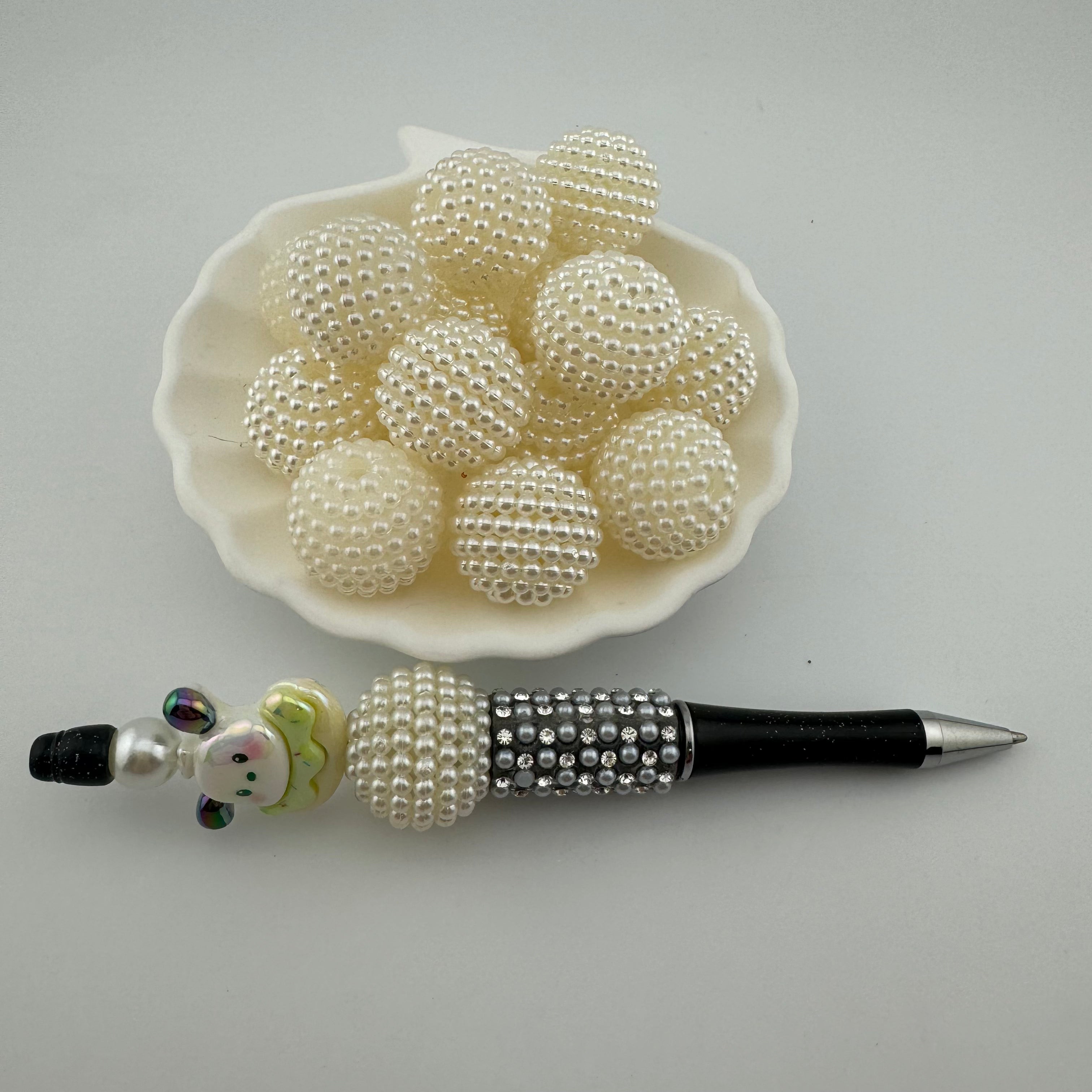 25MM Round White Imitation Pearl Yangmei Ball Beads Fit For Beadable Pens