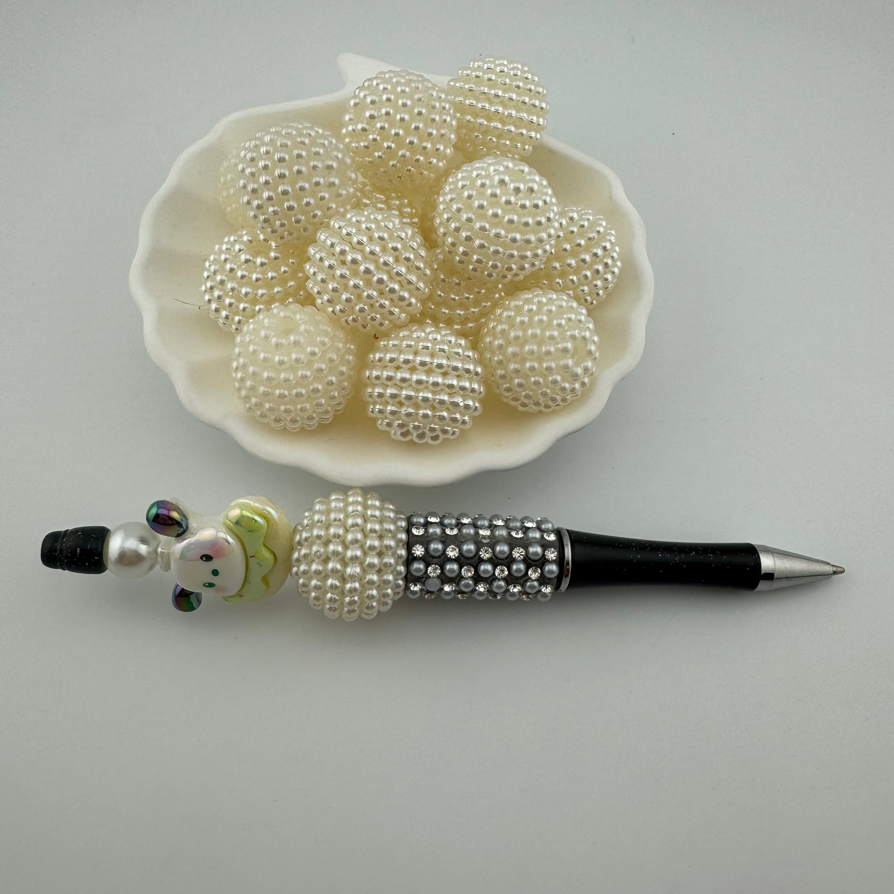 25MM Round White Imitation Pearl Yangmei Ball Beads Fit For Beadable Pens