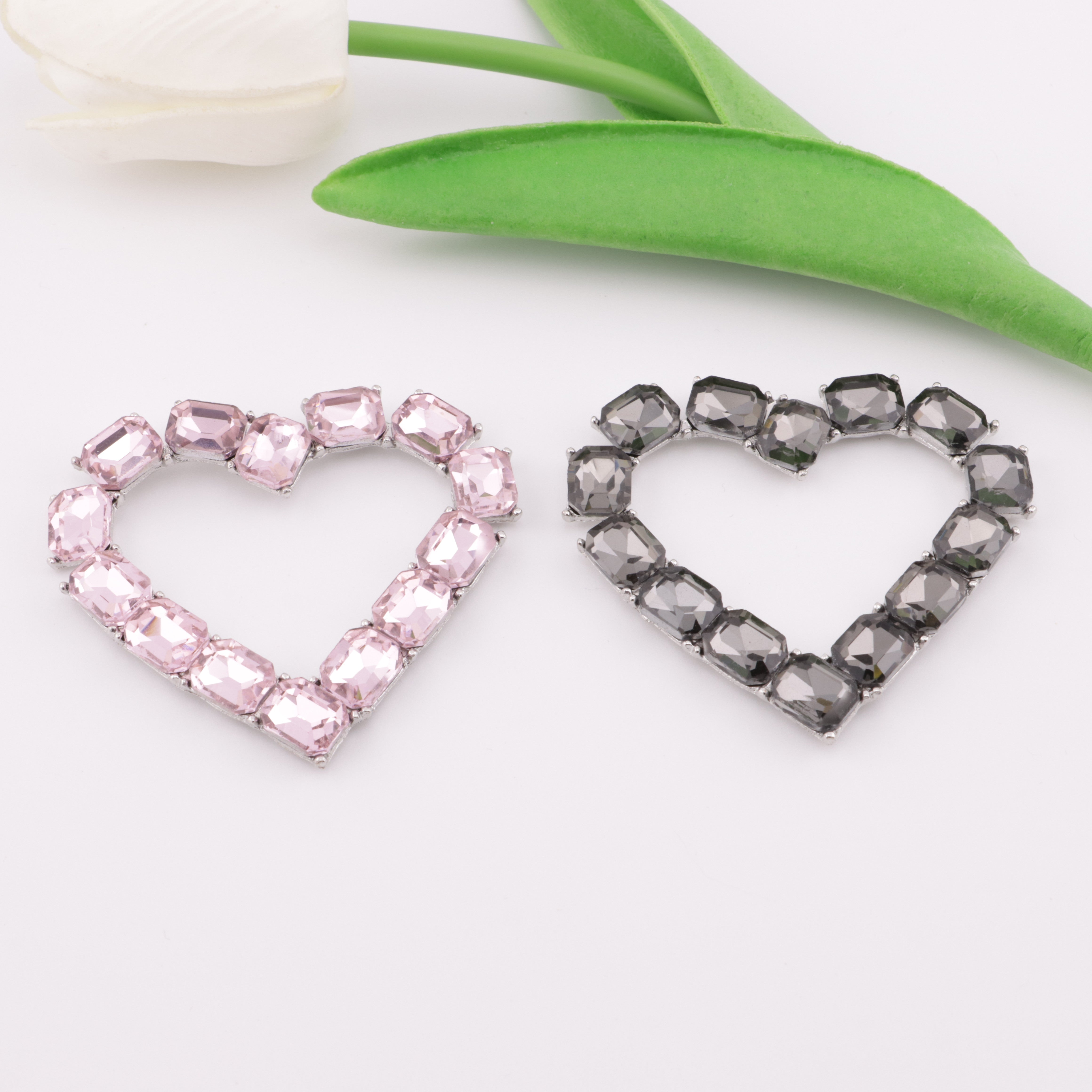FS5379- 55*60mm Big Heart Crystal Metal Charms