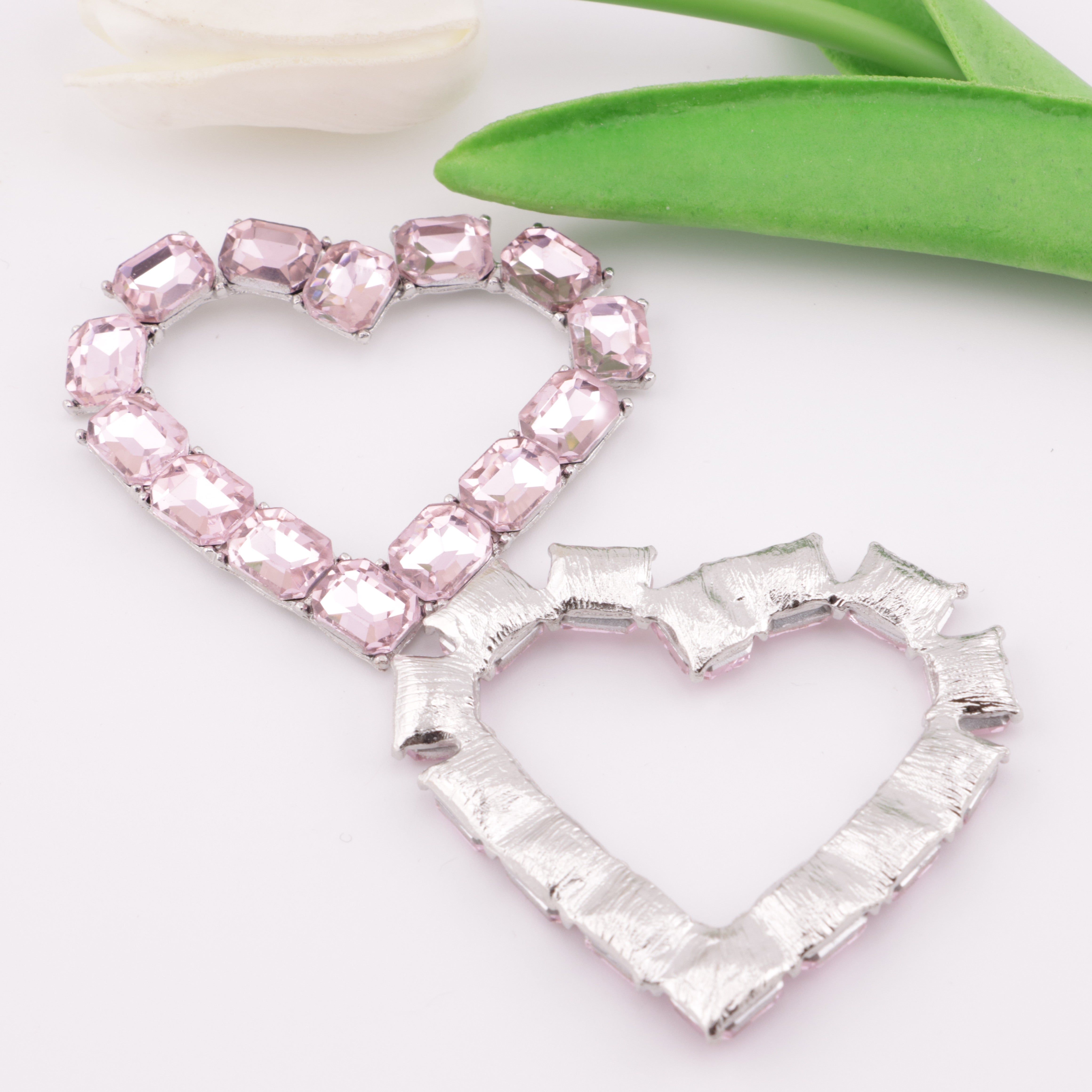 FS5379- 55*60mm Big Heart Crystal Metal Charms