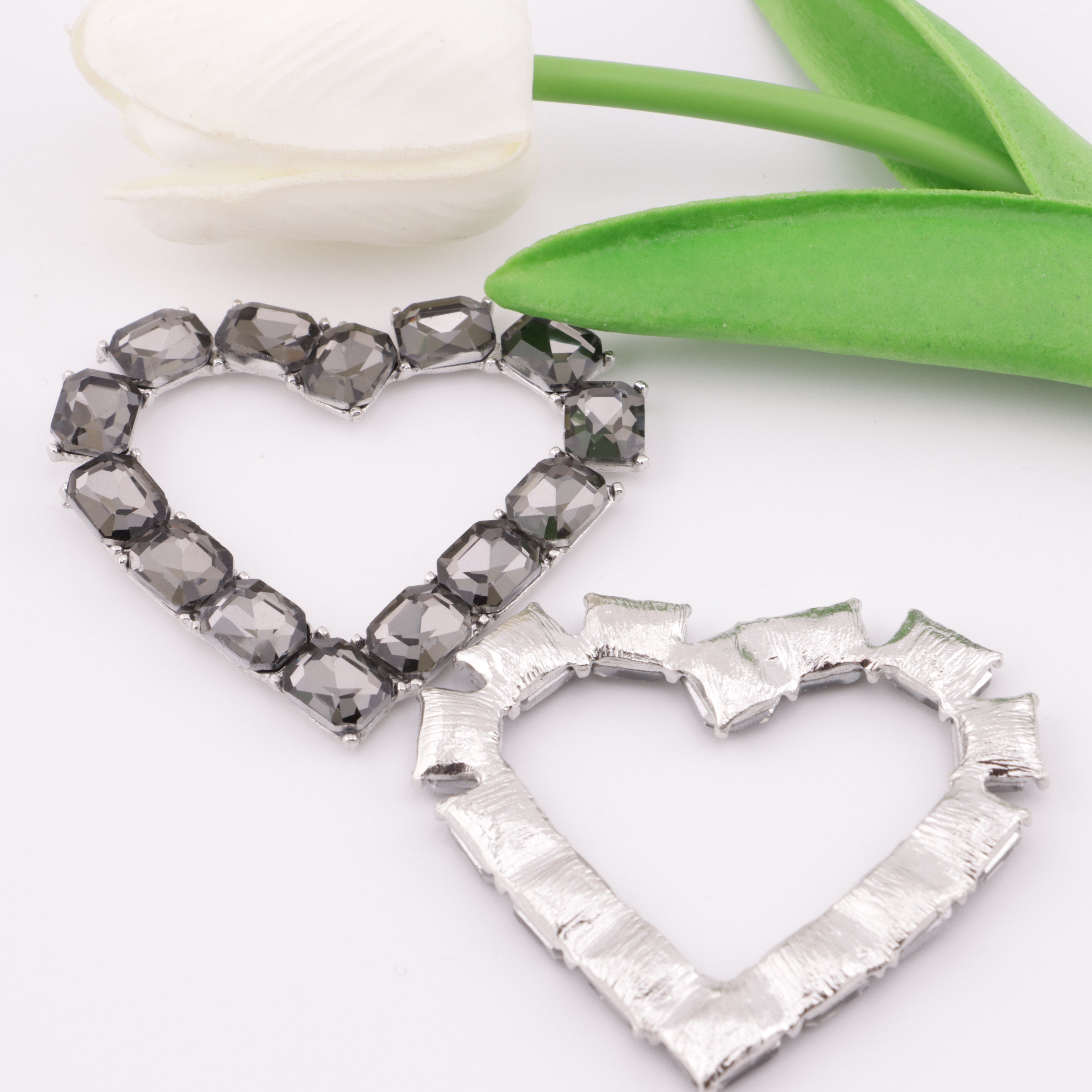 FS5379- 55*60mm Big Heart Crystal Metal Charms