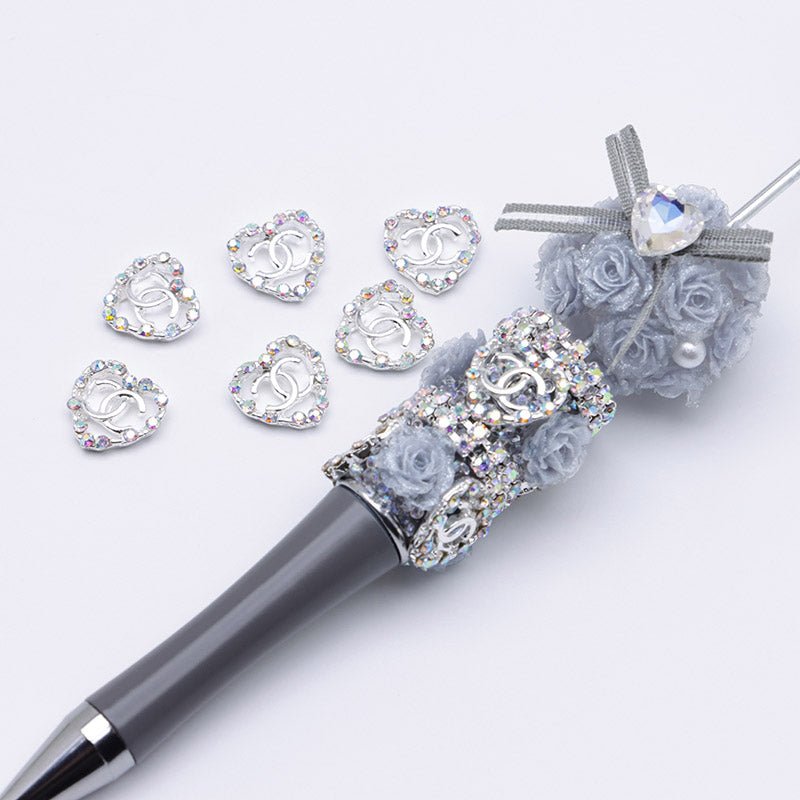 FS4549- 11×11mm AB Rhinestone Heart CC Alloy Nail Stickers