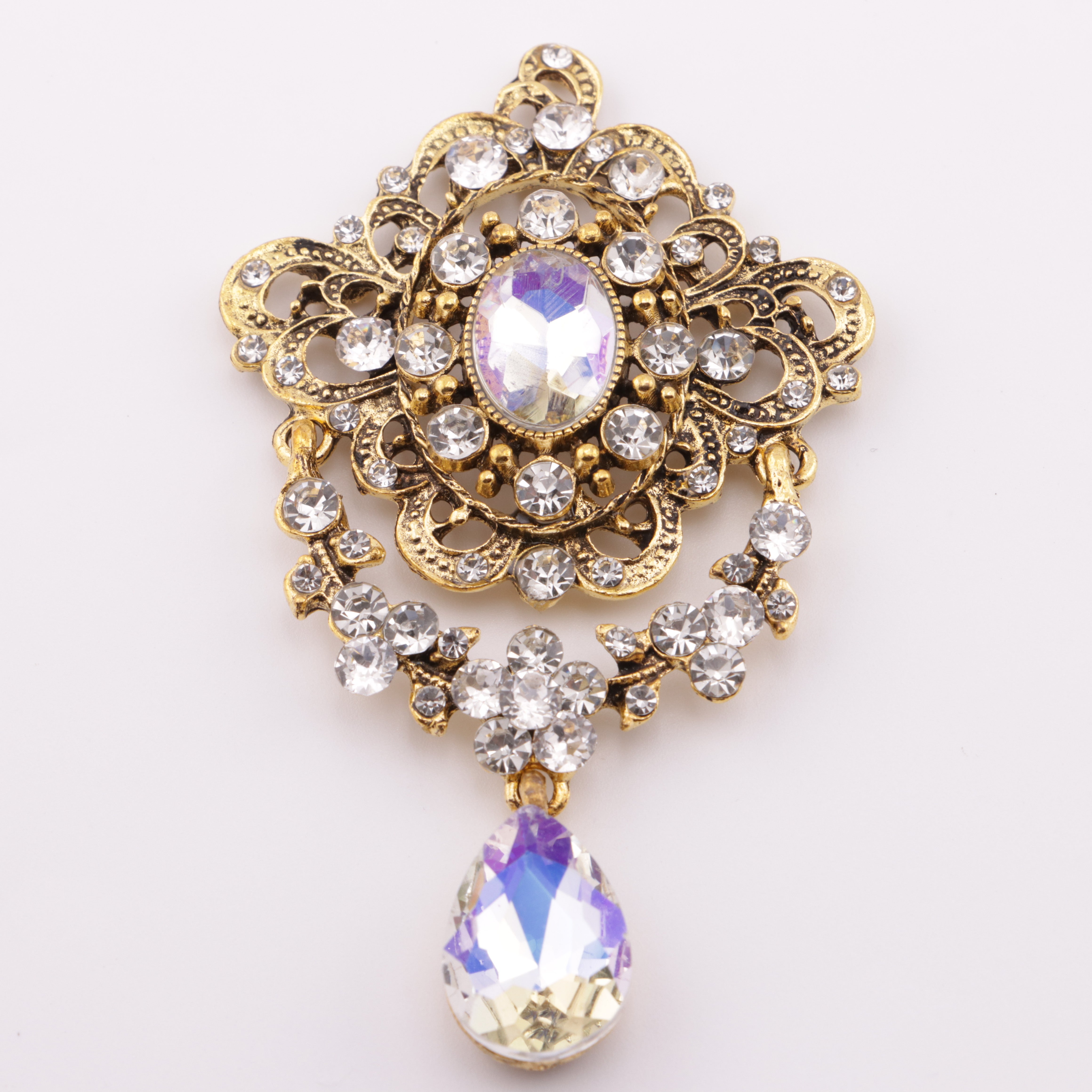 FS5271-82*47.5mm Metal Oval Diamond Charms With Dangle