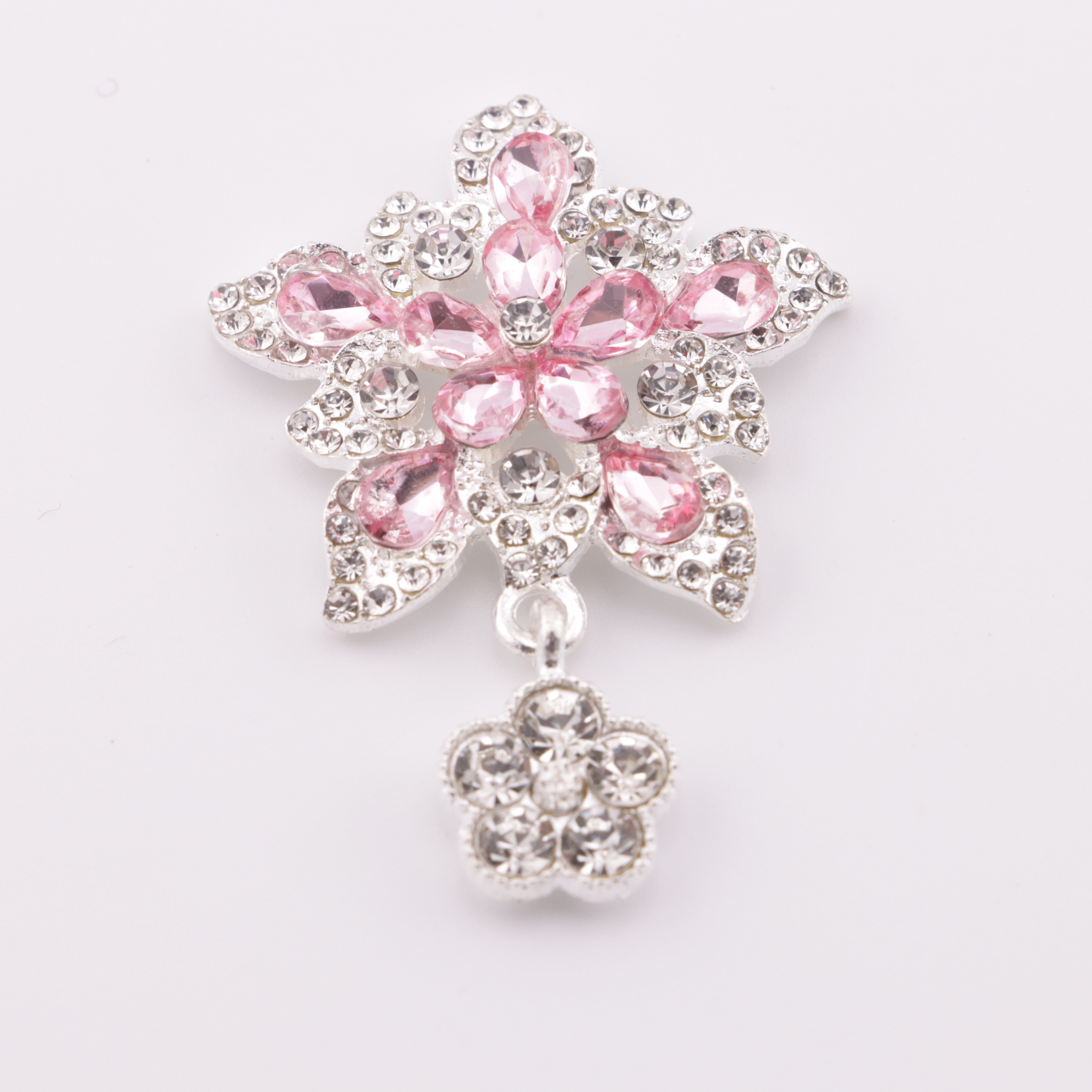 FS5265- 34mm Five-Petal Flower Metal Charms Double-Layer Five-Petal Diamond Flower Metal Patches