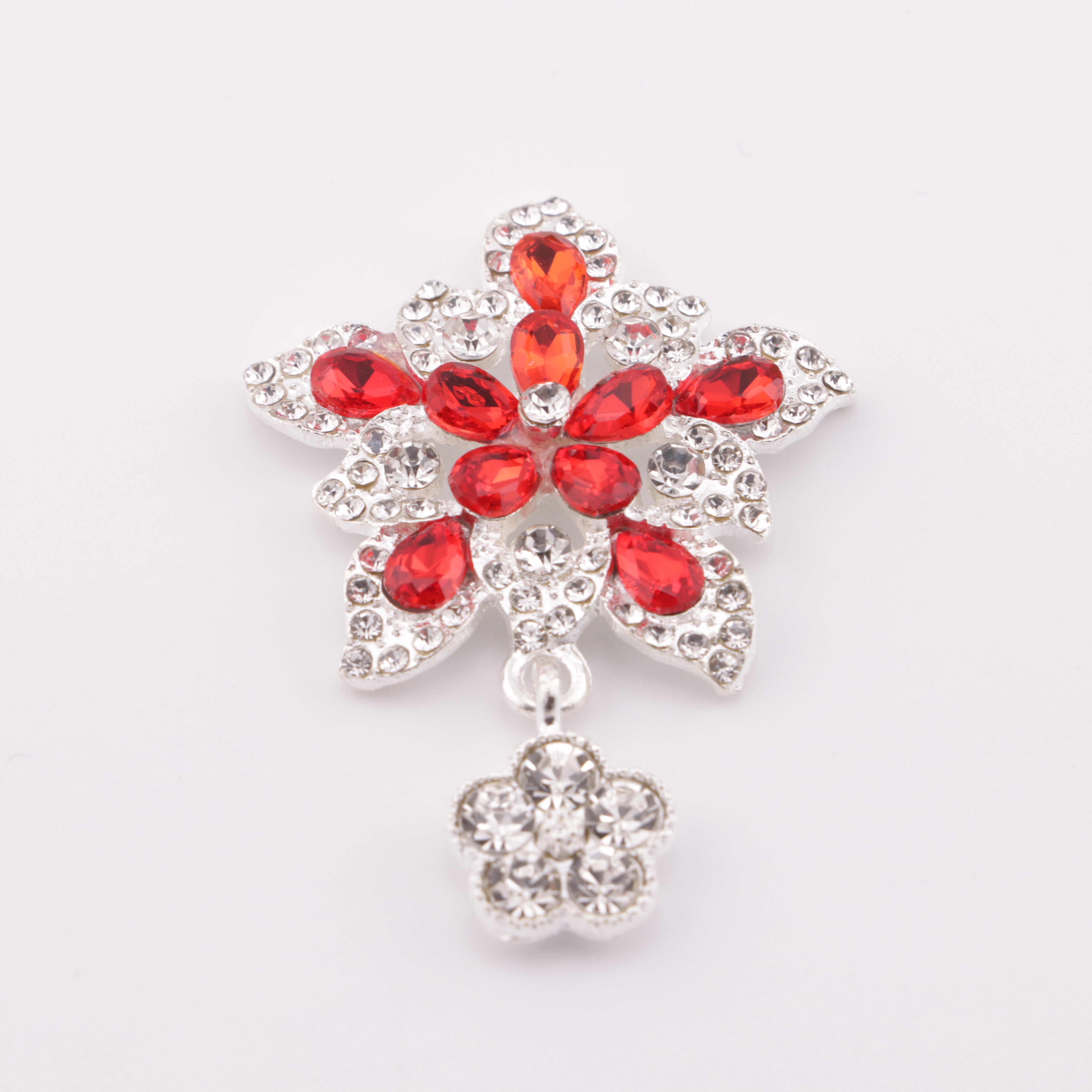 FS5265- 34mm Five-Petal Flower Metal Charms Double-Layer Five-Petal Diamond Flower Metal Patches