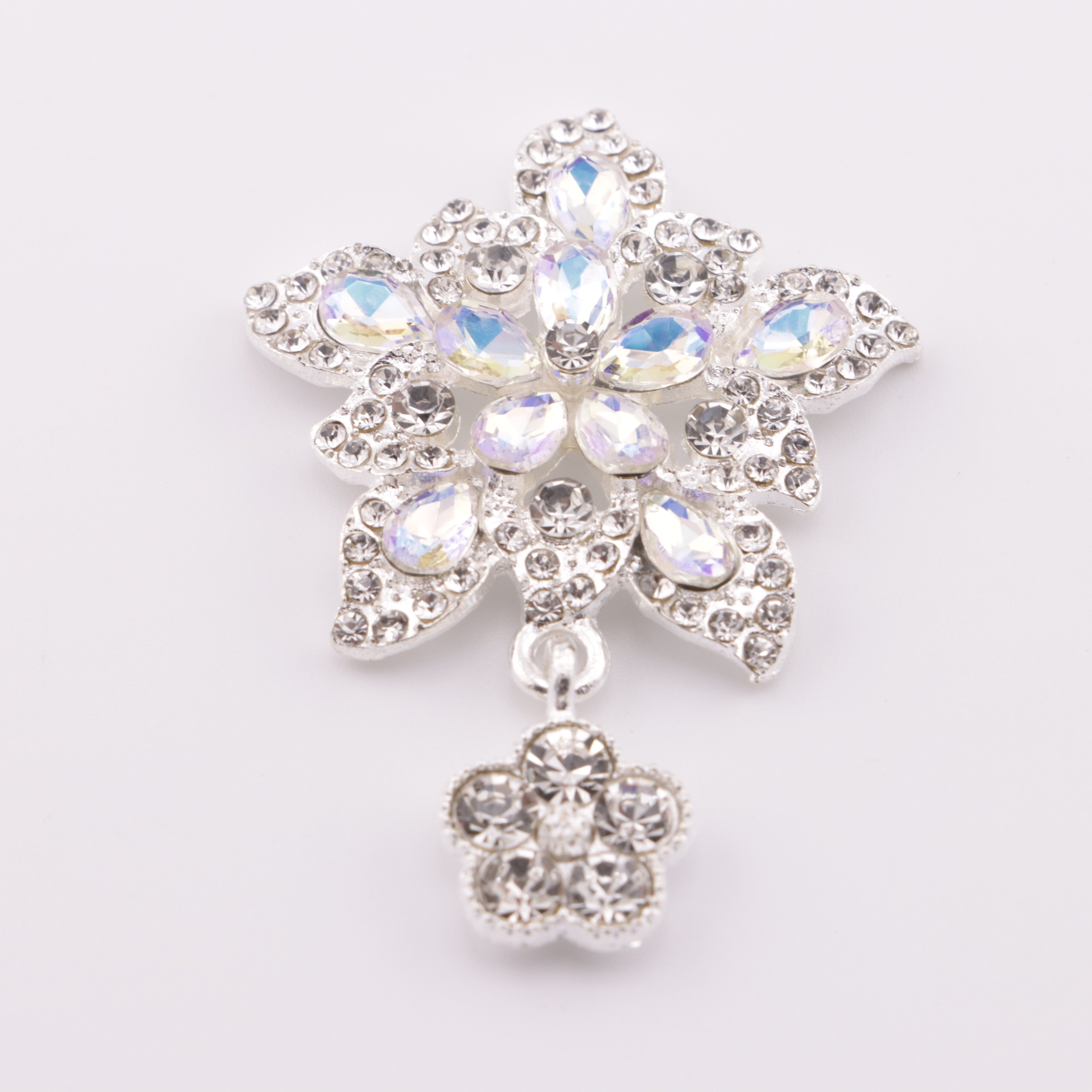 FS5265- 34mm Five-Petal Flower Metal Charms Double-Layer Five-Petal Diamond Flower Metal Patches