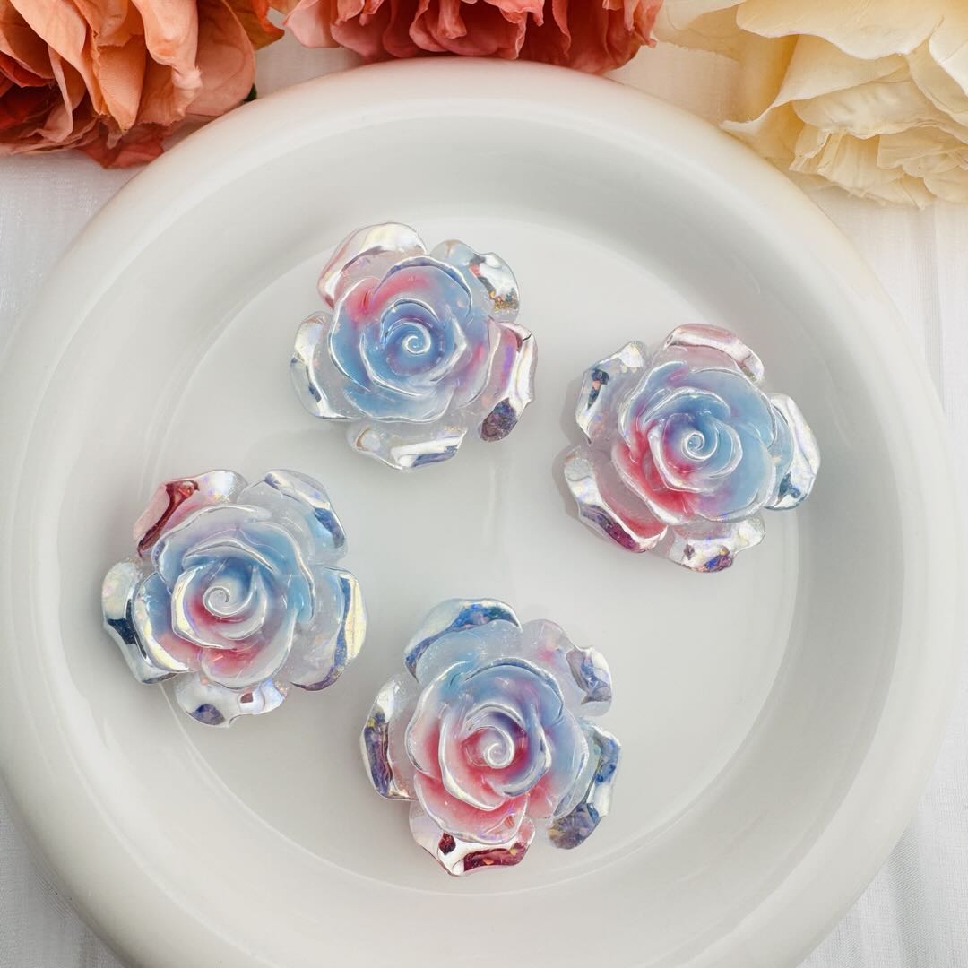 FS10653-About 35mm Luminous Color Changing Rose Flower Resin Patch