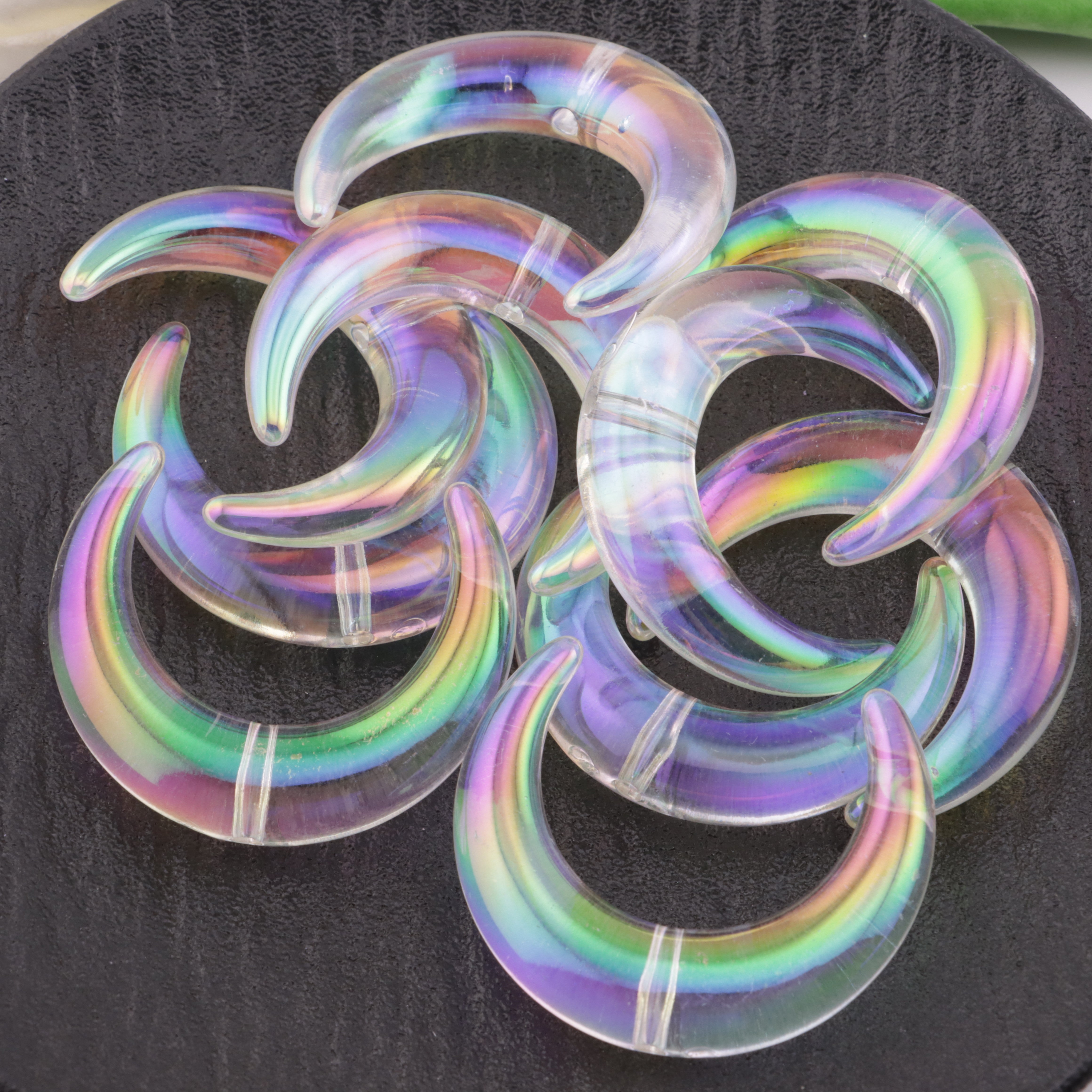 FS3579- 35×47mm One Hole Moon Beads Single - Hole Transparent UV Moon Acrylic