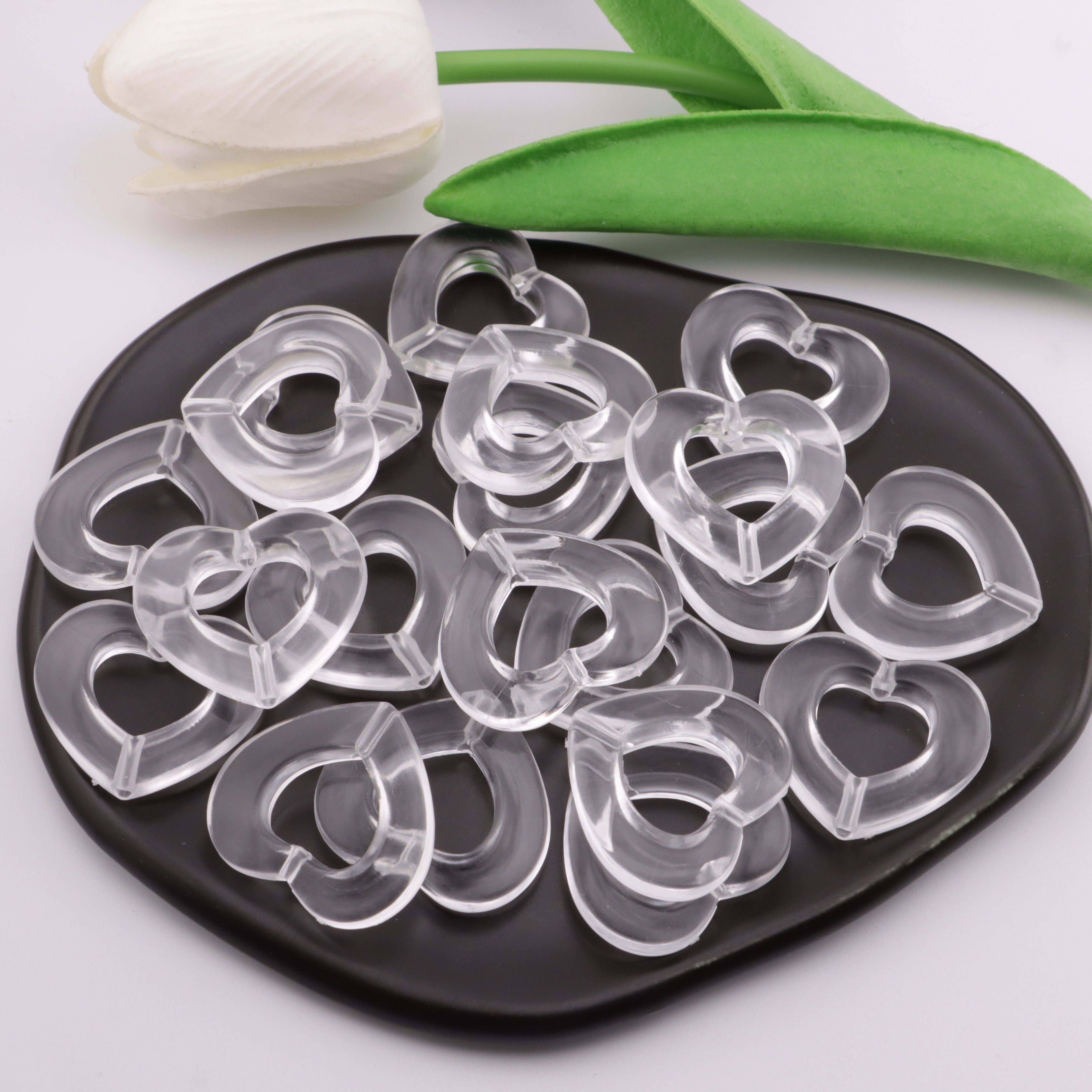 FS5335- 27mm Heart Based Beads With Hollowed-Out Heart Bottom, Thickness 6mm, Fit Pen